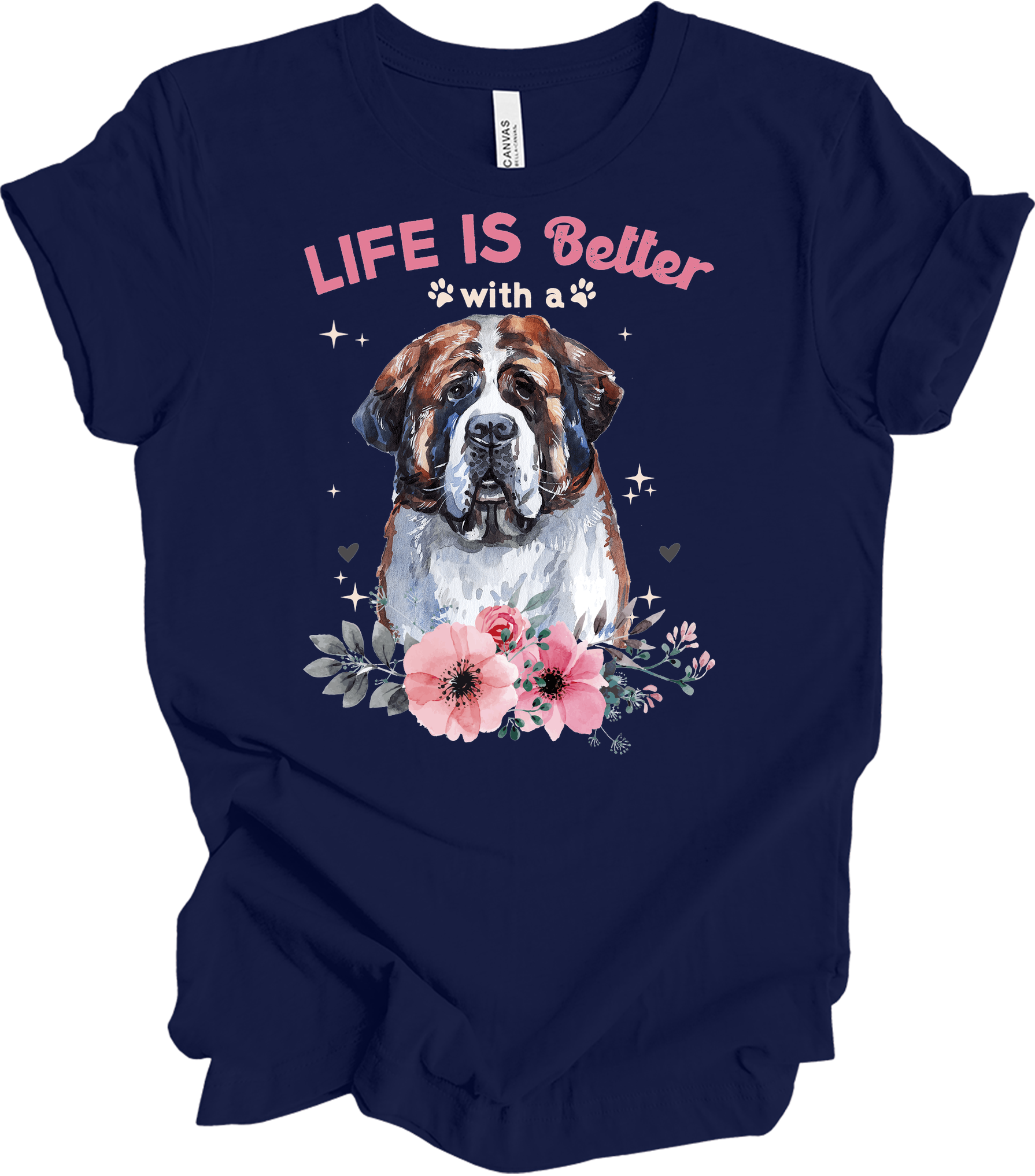 Life's Better with a Saint Bernard T-Shirt in Navy