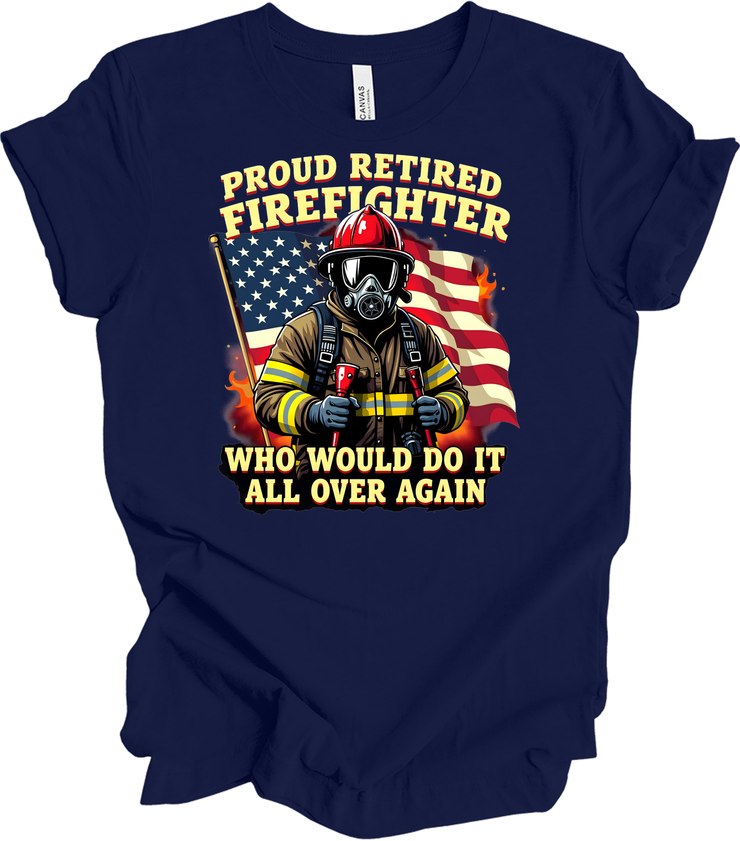 Proud Retired Firefighter T-Shirt in Navy