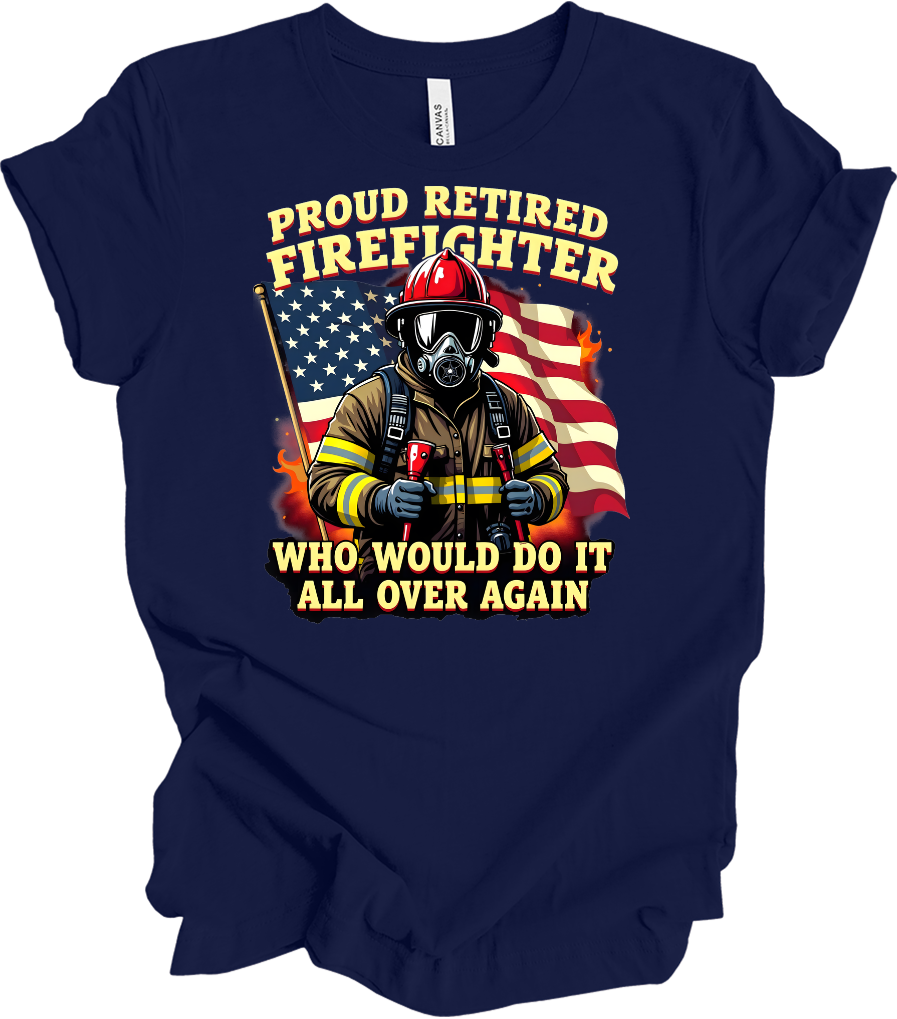 Proud Retired Firefighter T-Shirt in Navy