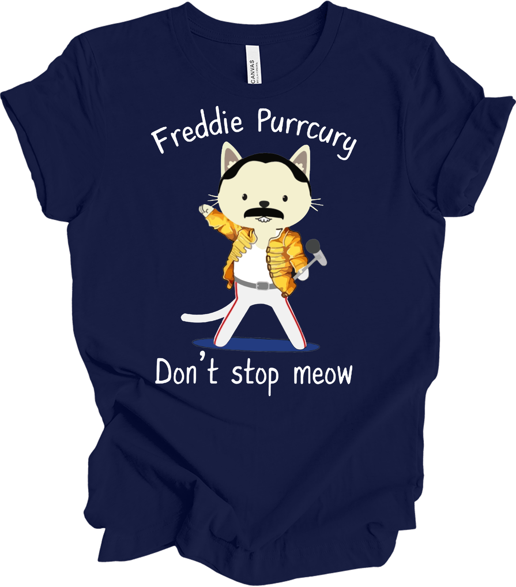Freddie Purrcury Don't Stop Meow T-Shirt in Navy