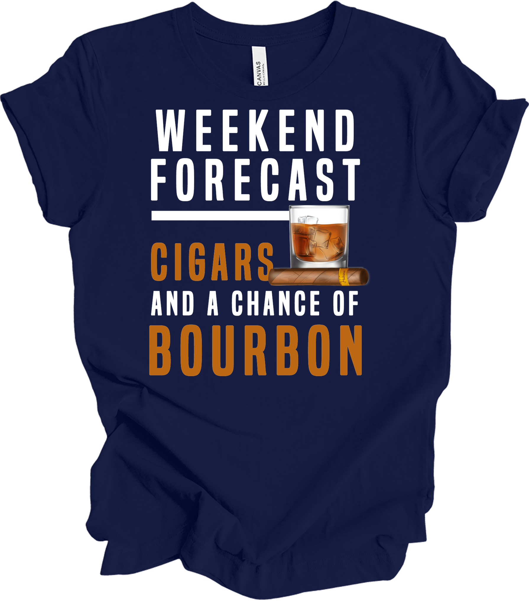 Weekend Forecast Cigars & Bourbon T-Shirt in Navy