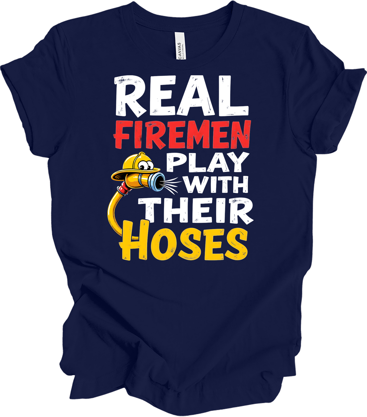 Funny Firefighter : Real Firemen T-Shirt in Navy