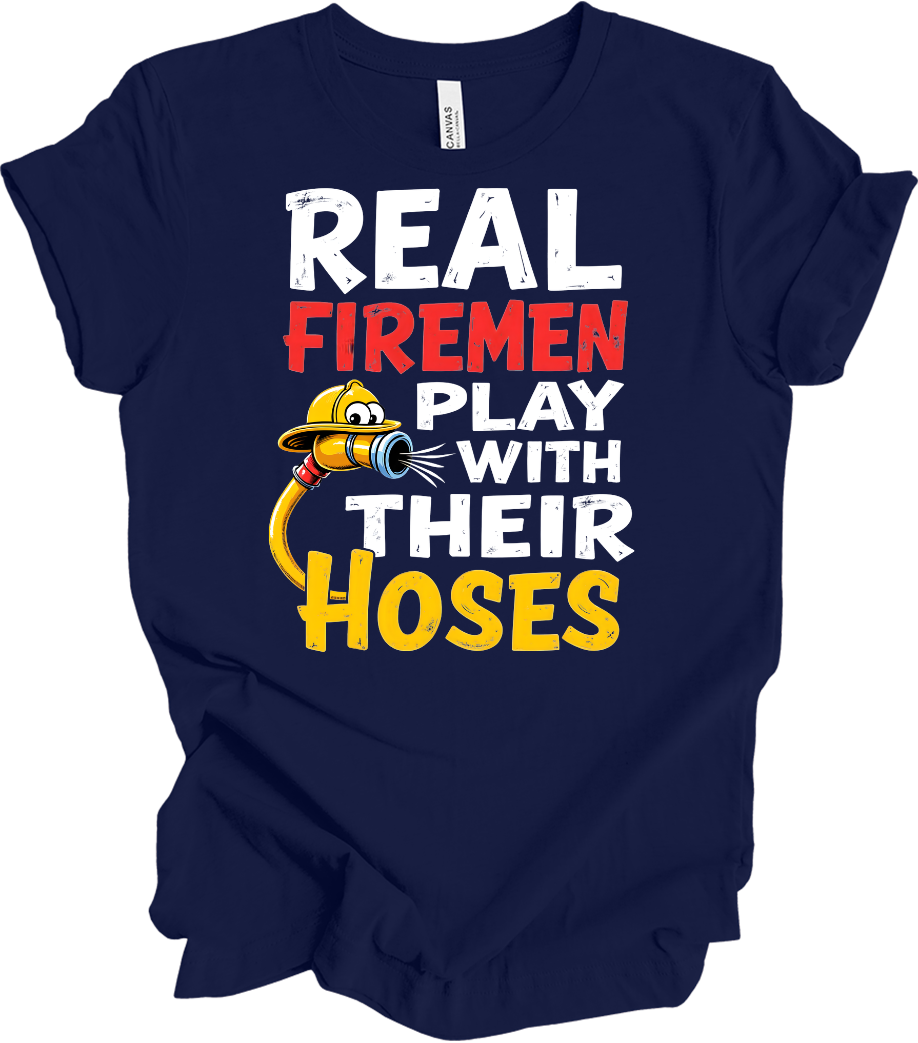 Funny Firefighter : Real Firemen T-Shirt in Navy