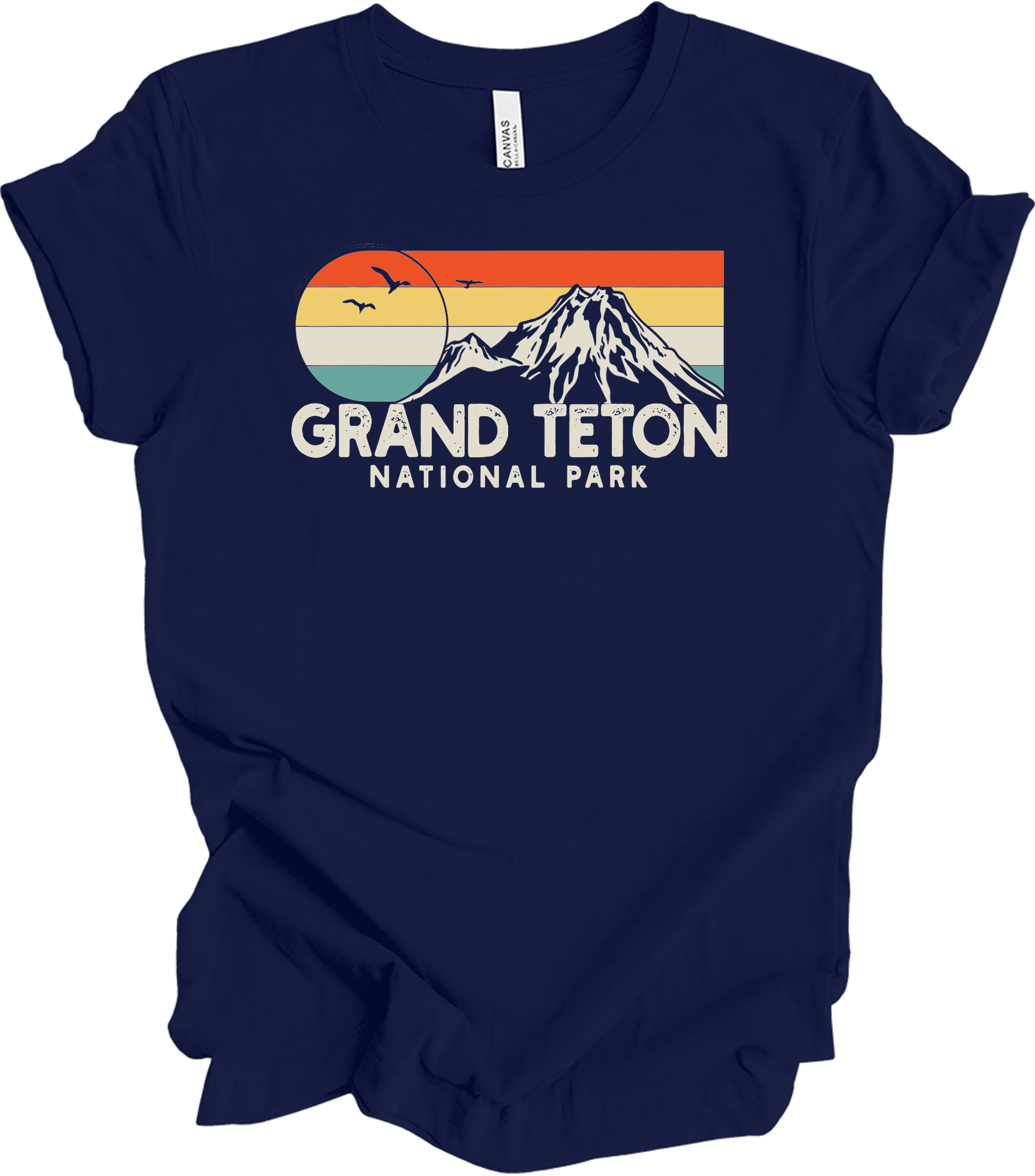 Grand Teton National Park Retro T-Shirt in Navy