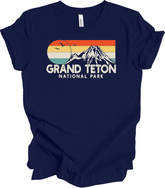 Grand Teton National Park Retro T-Shirt in Navy