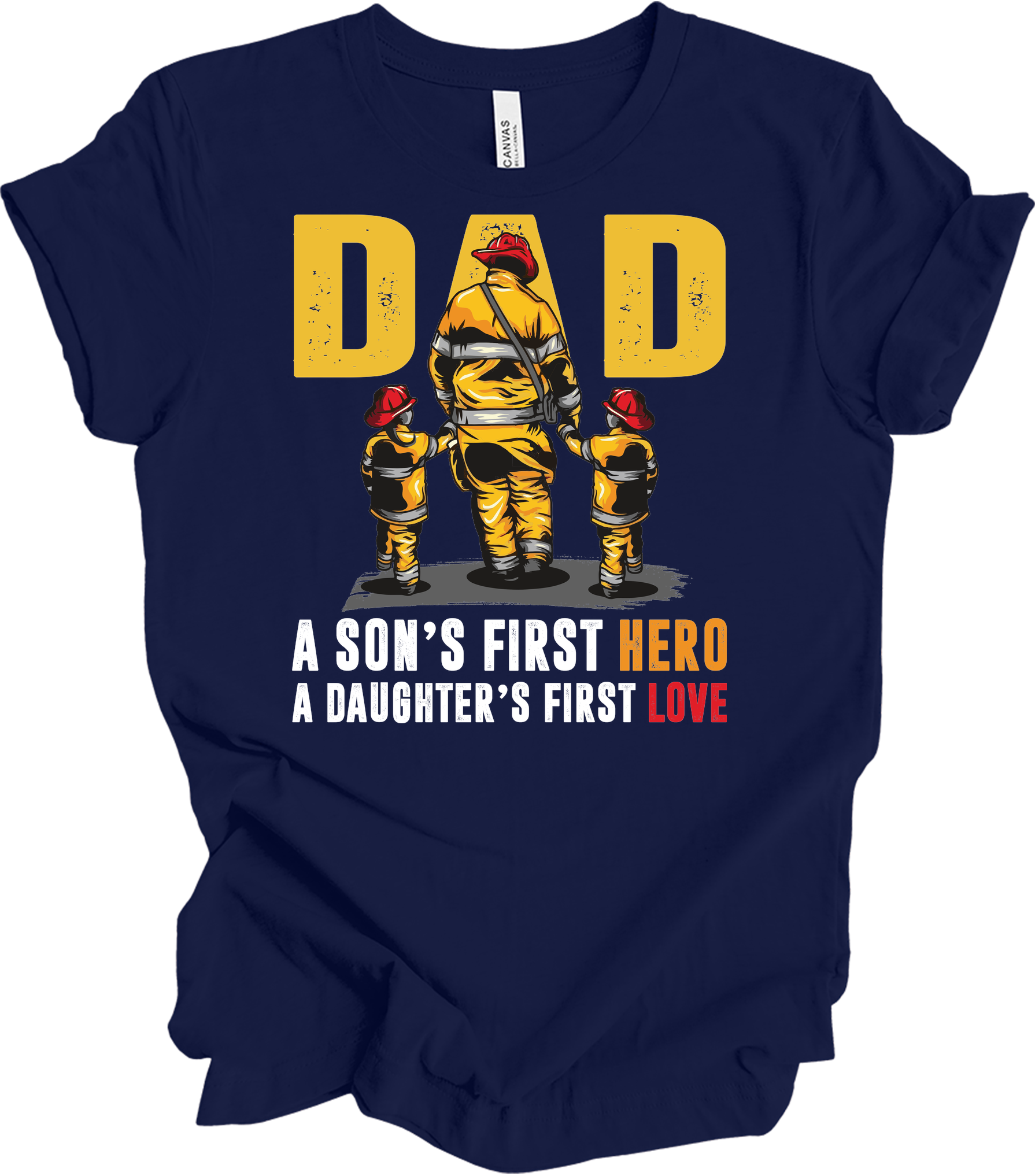 Firefighter Dad: Hero & Love T-Shirt in Navy
