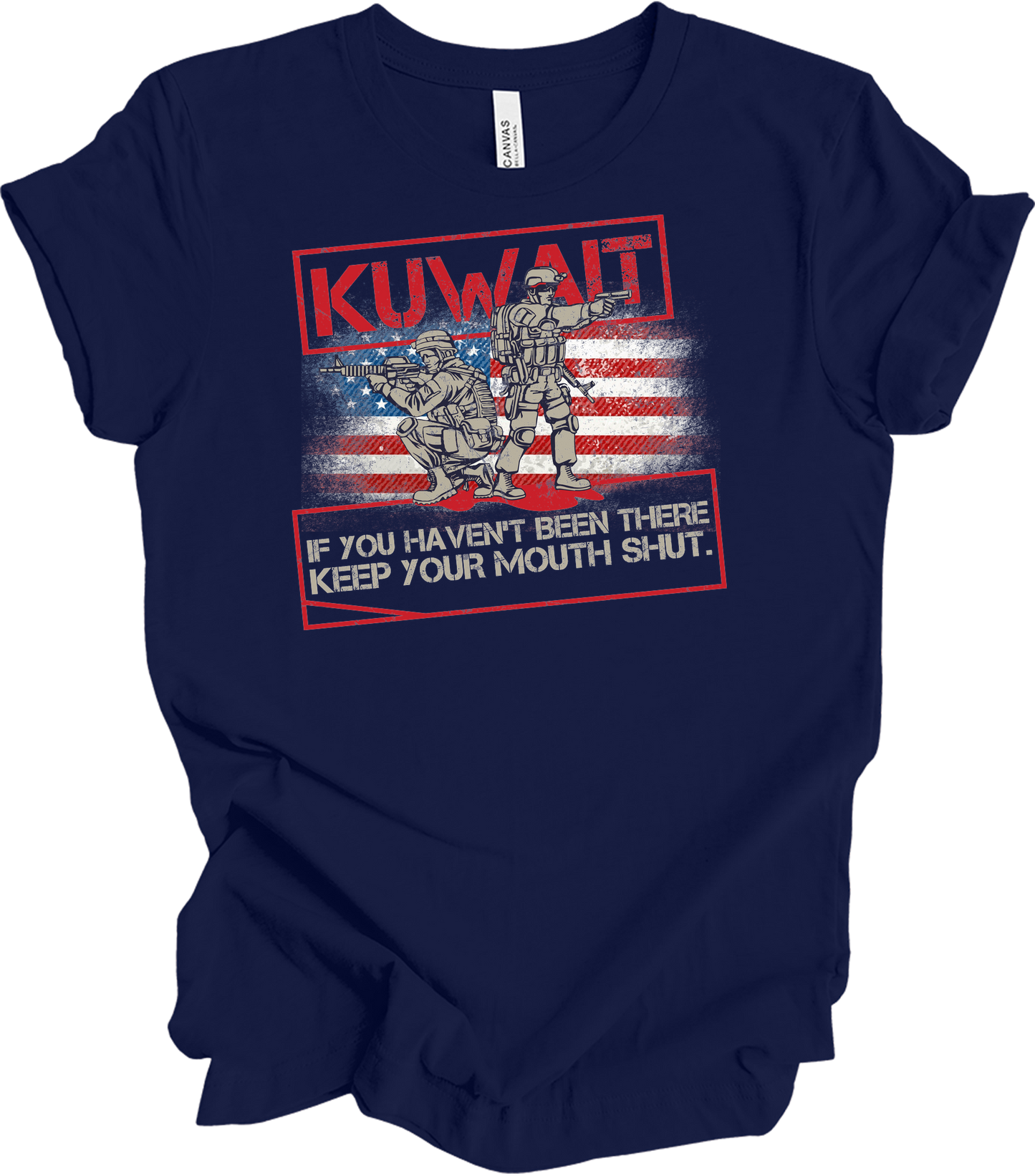 Desert Storm Gulf War Kuwait Veteran T-Shirt in Navy