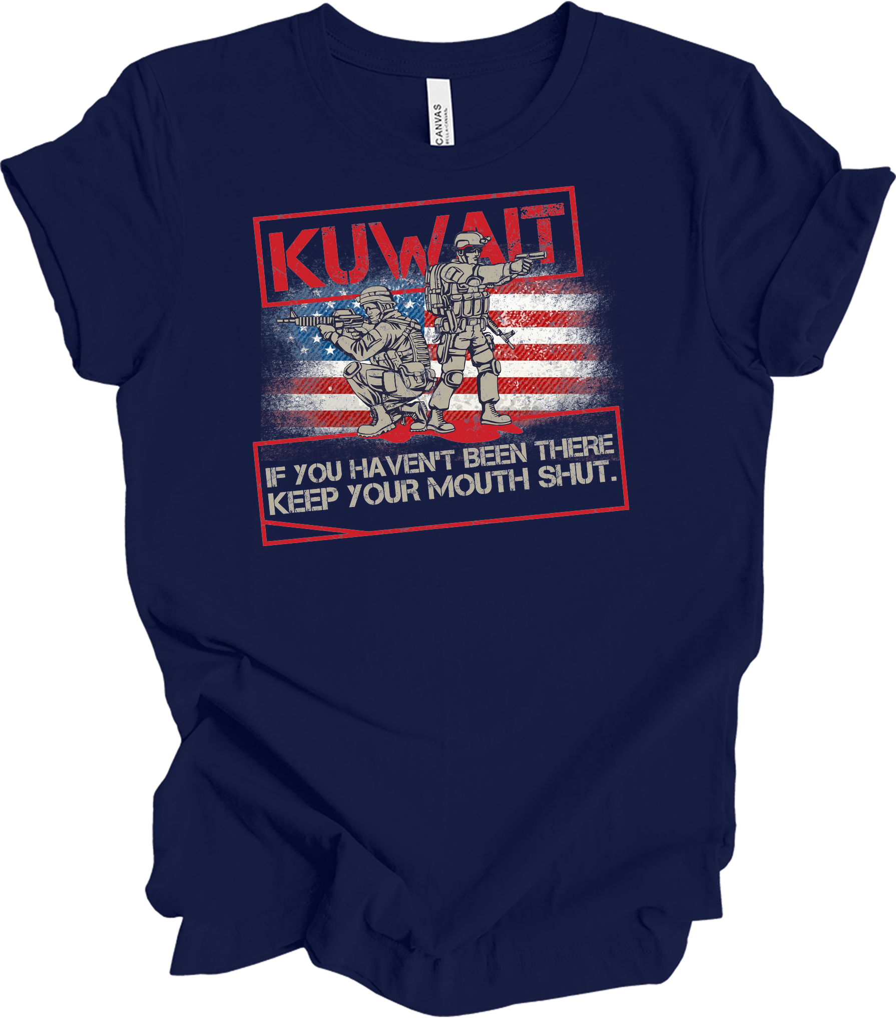 Desert Storm Gulf War Kuwait Veteran T-Shirt in Navy