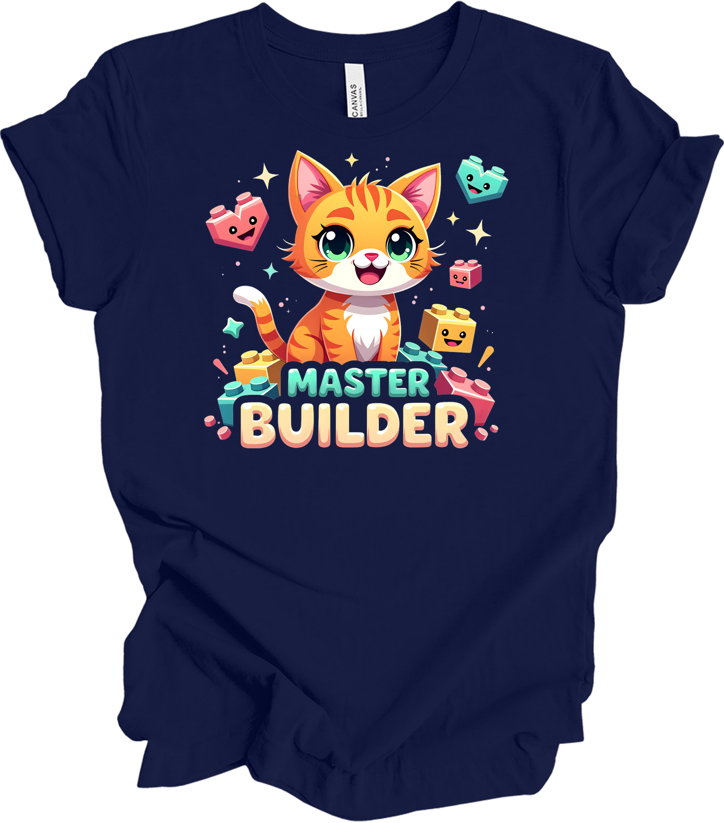 Cute Cat Master Builder T-Shirt in Navy