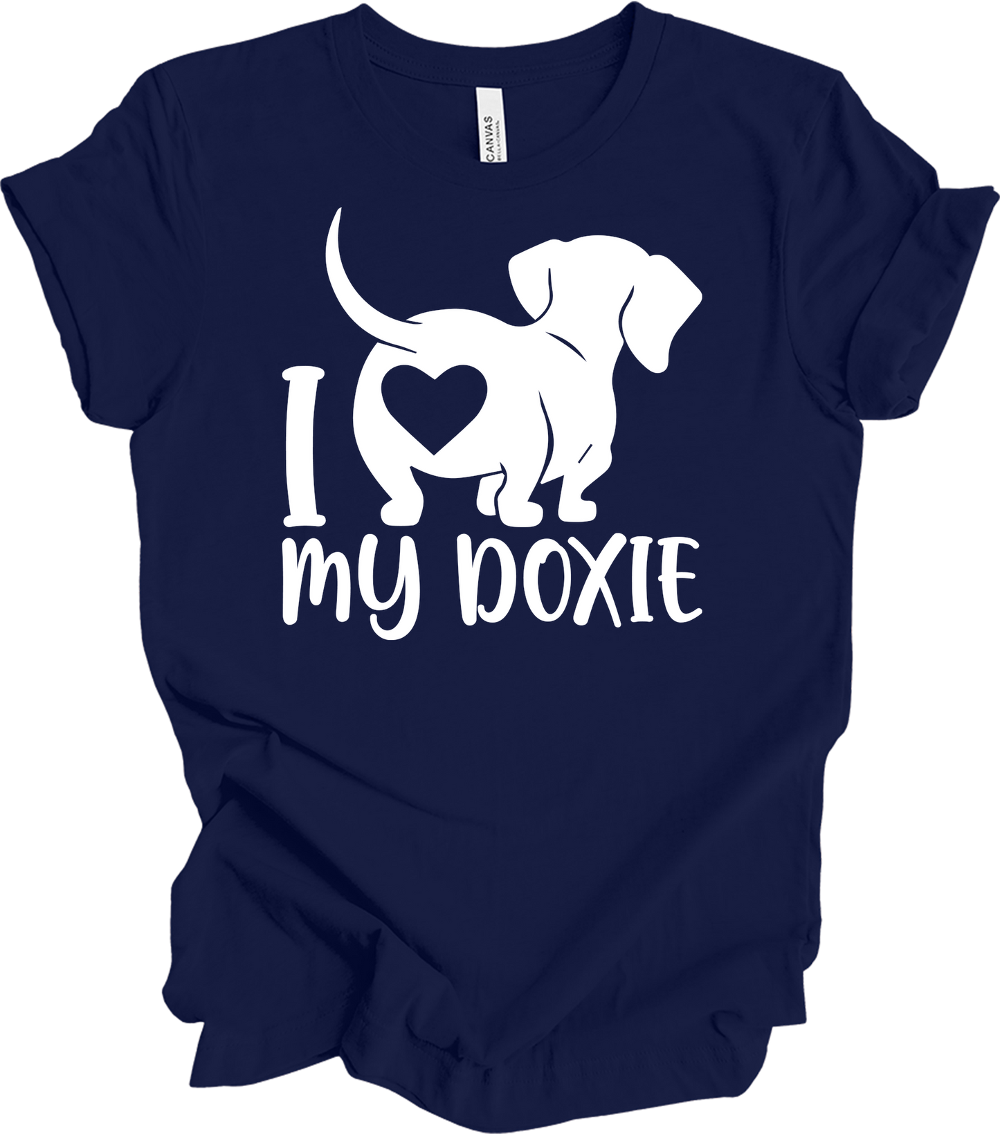 I Love My Doxie Mom T-Shirt in Navy