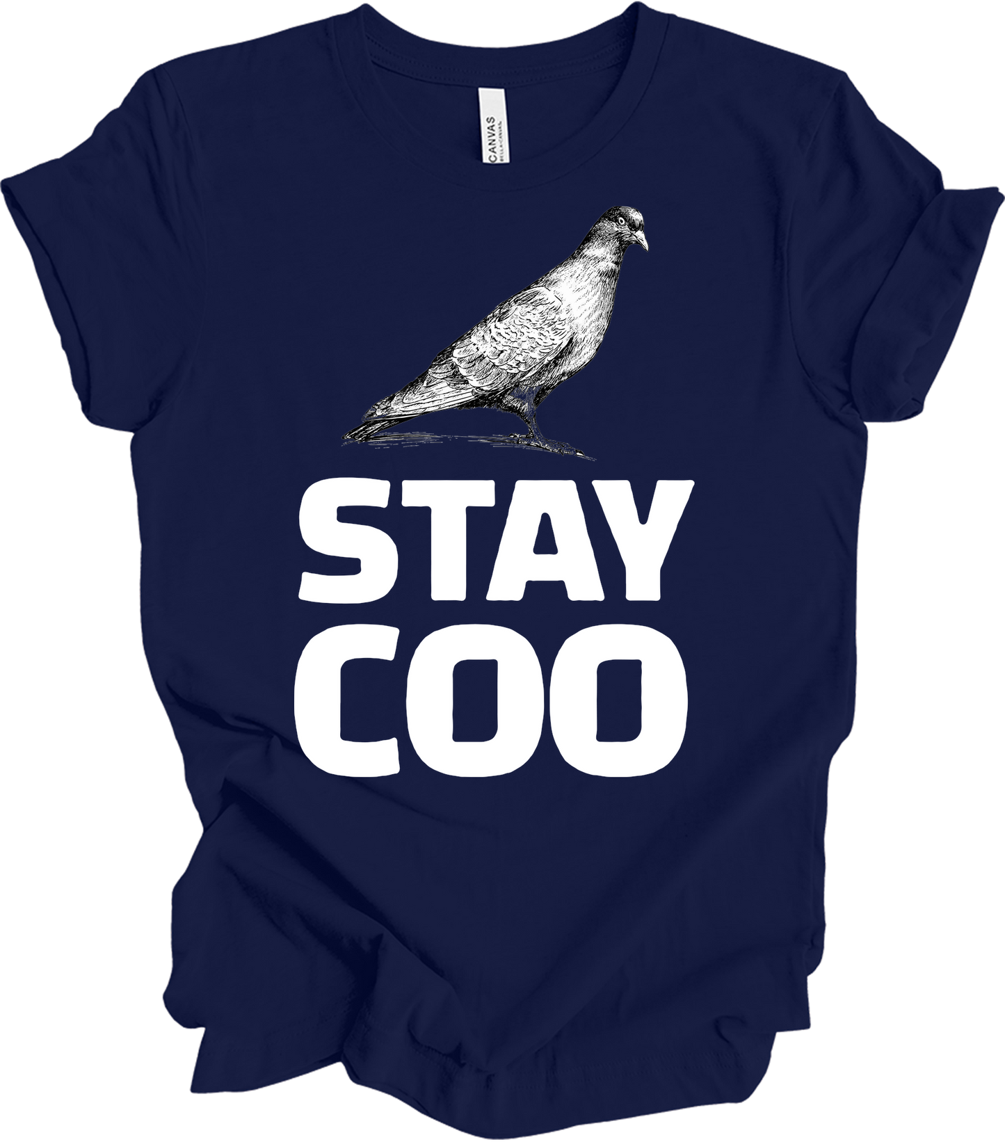 Stay Coo Pigeon - Vintage Style T-Shirt in Navy