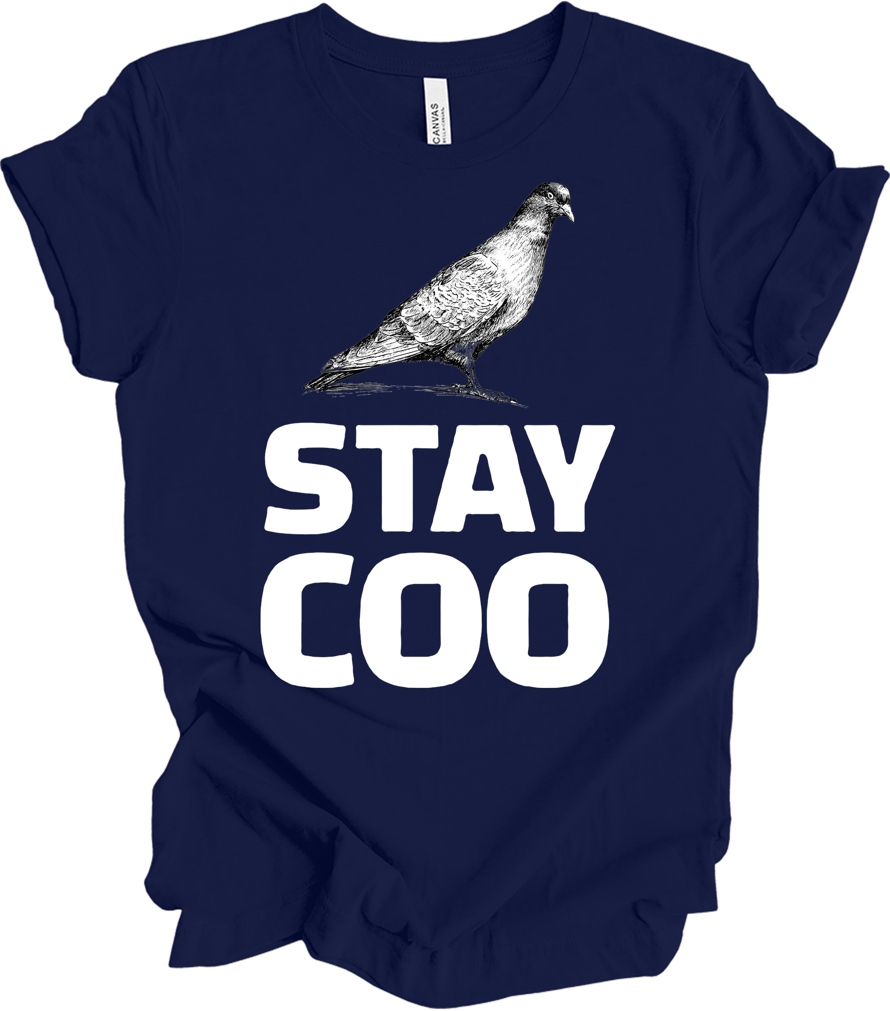 Stay Coo Pigeon - Vintage Style T-Shirt in Navy