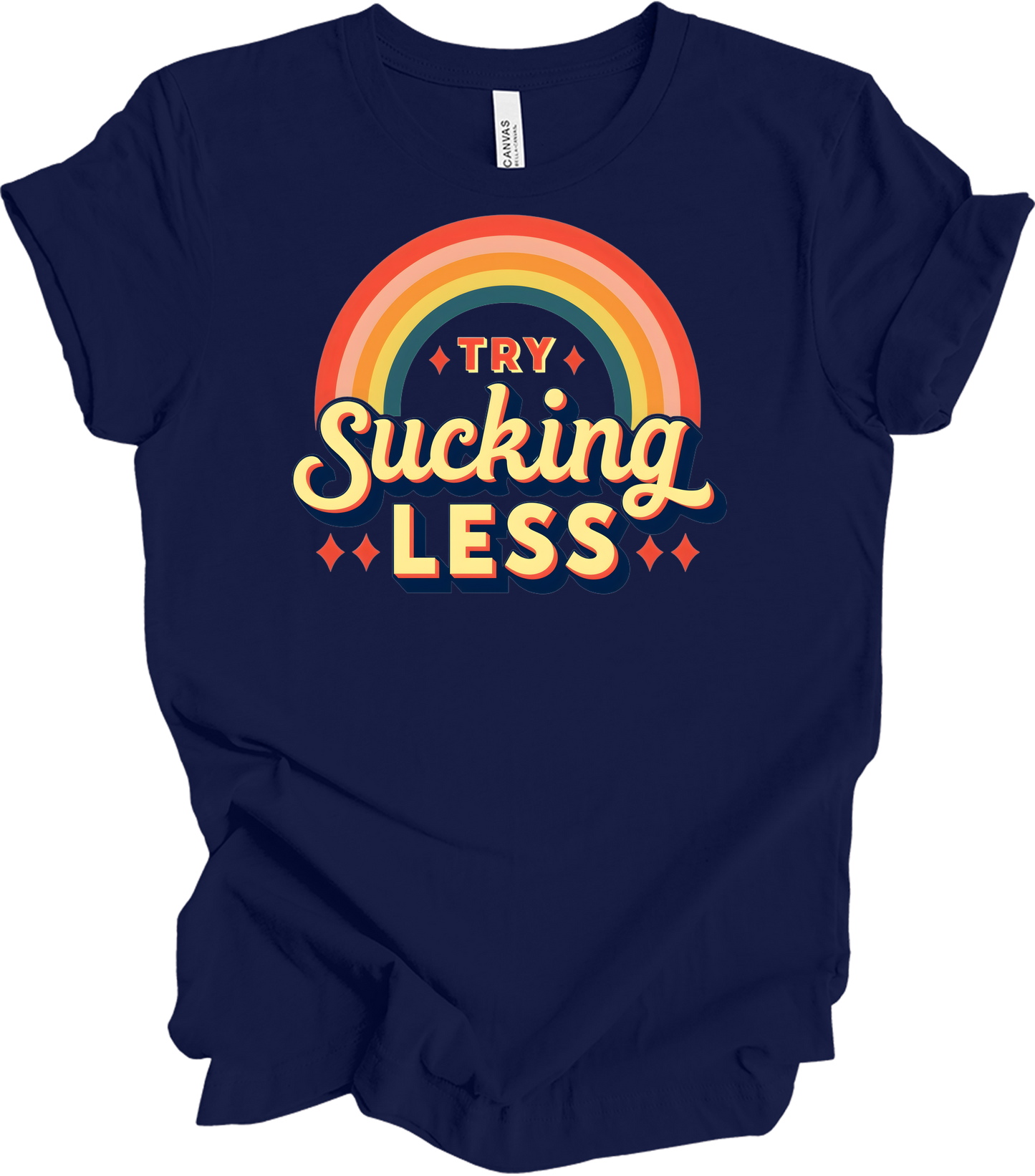 Try Sucking Less Retro T-Shirt in Navy