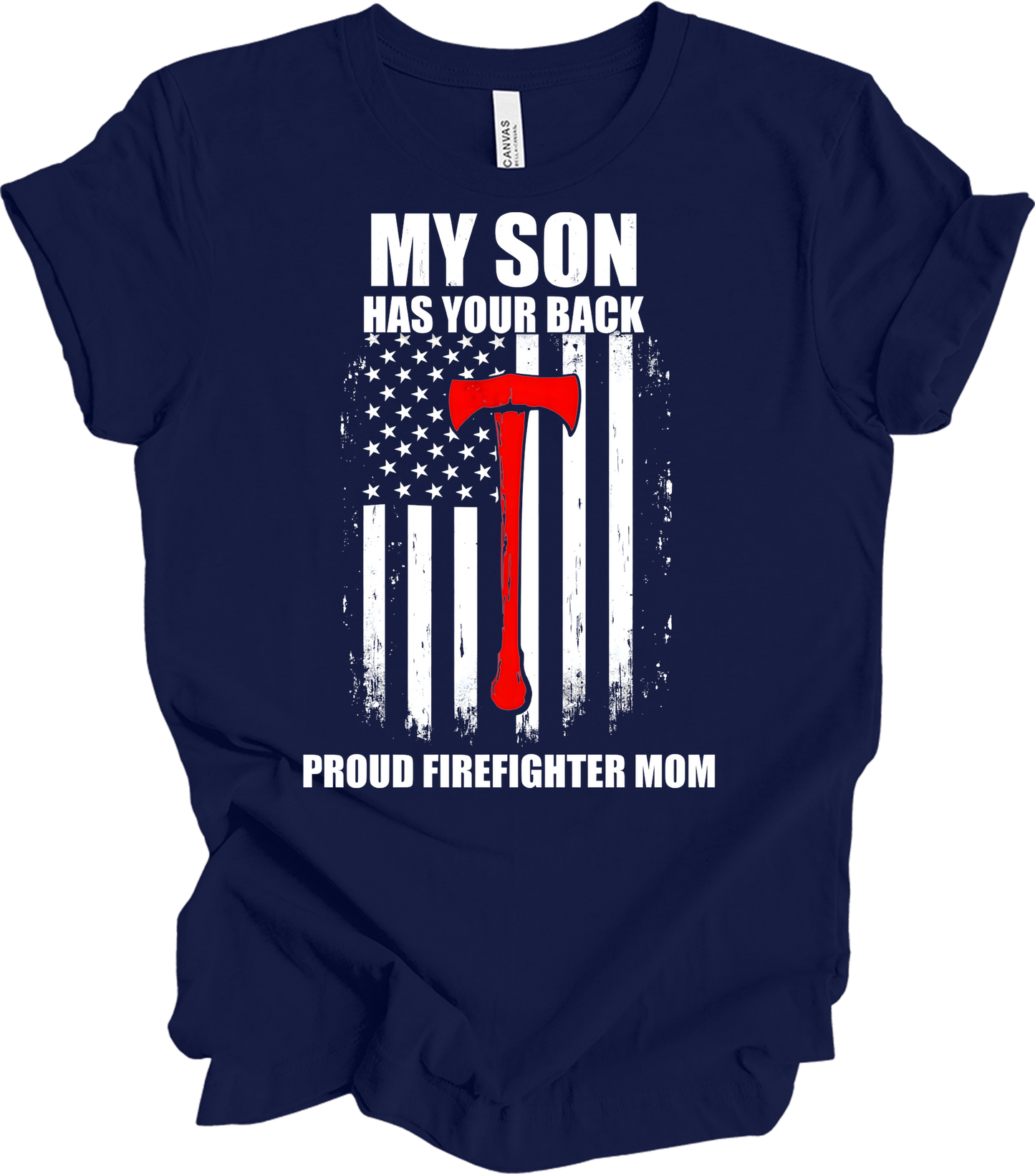 Firefighter Axe Flag for Moms T-Shirt in Navy