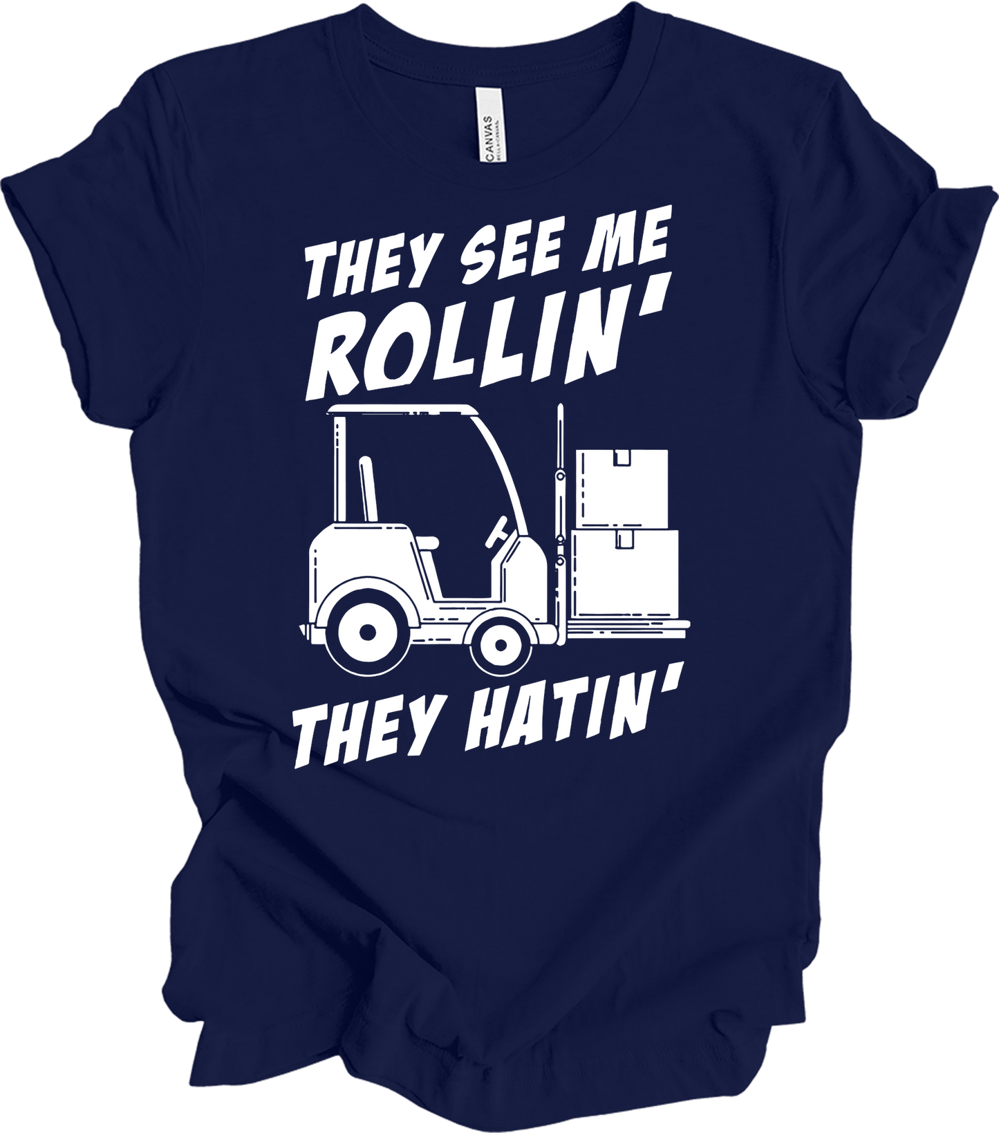 Forklift Operator Funny T-Shirt in Navy