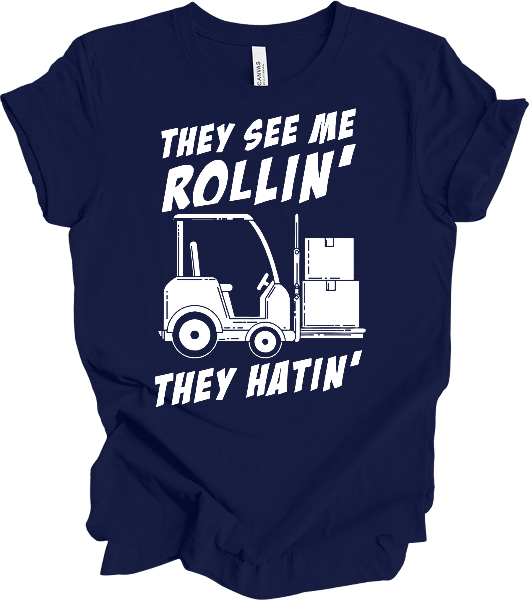 Forklift Operator Funny T-Shirt in Navy