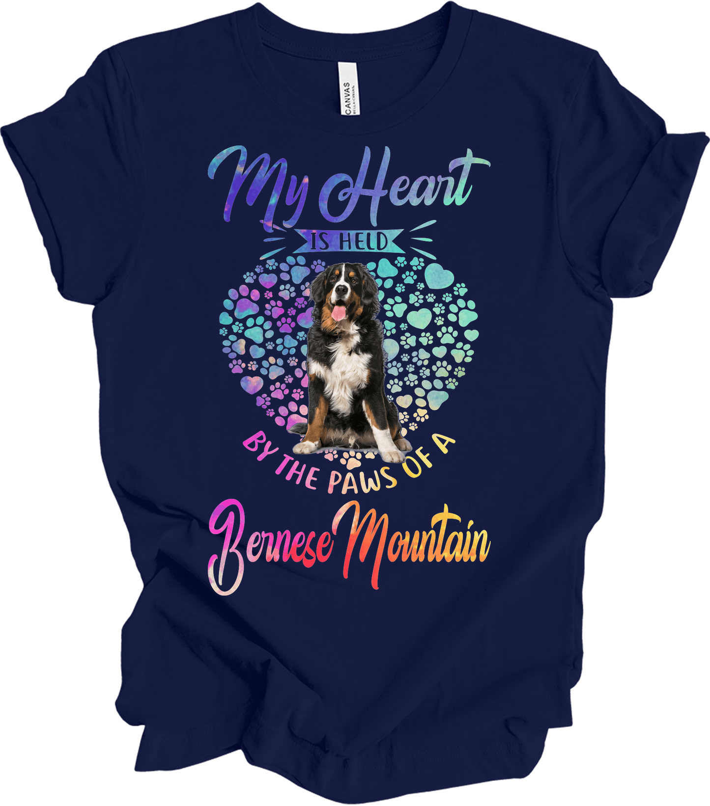 Bernese Mountain Dog Heart T-Shirt in Navy