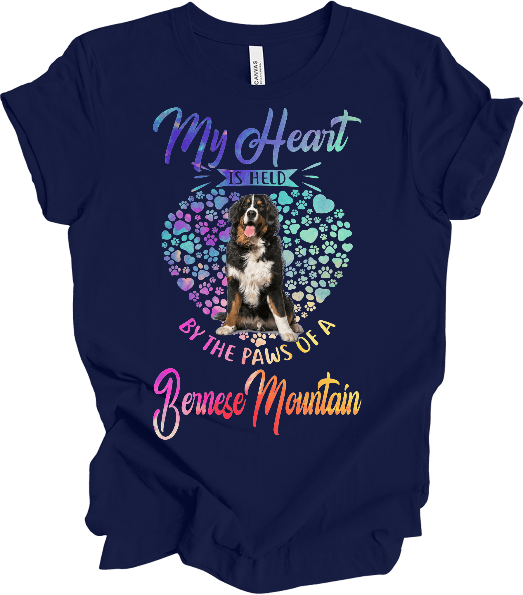 Bernese Mountain Dog Heart T-Shirt in Navy