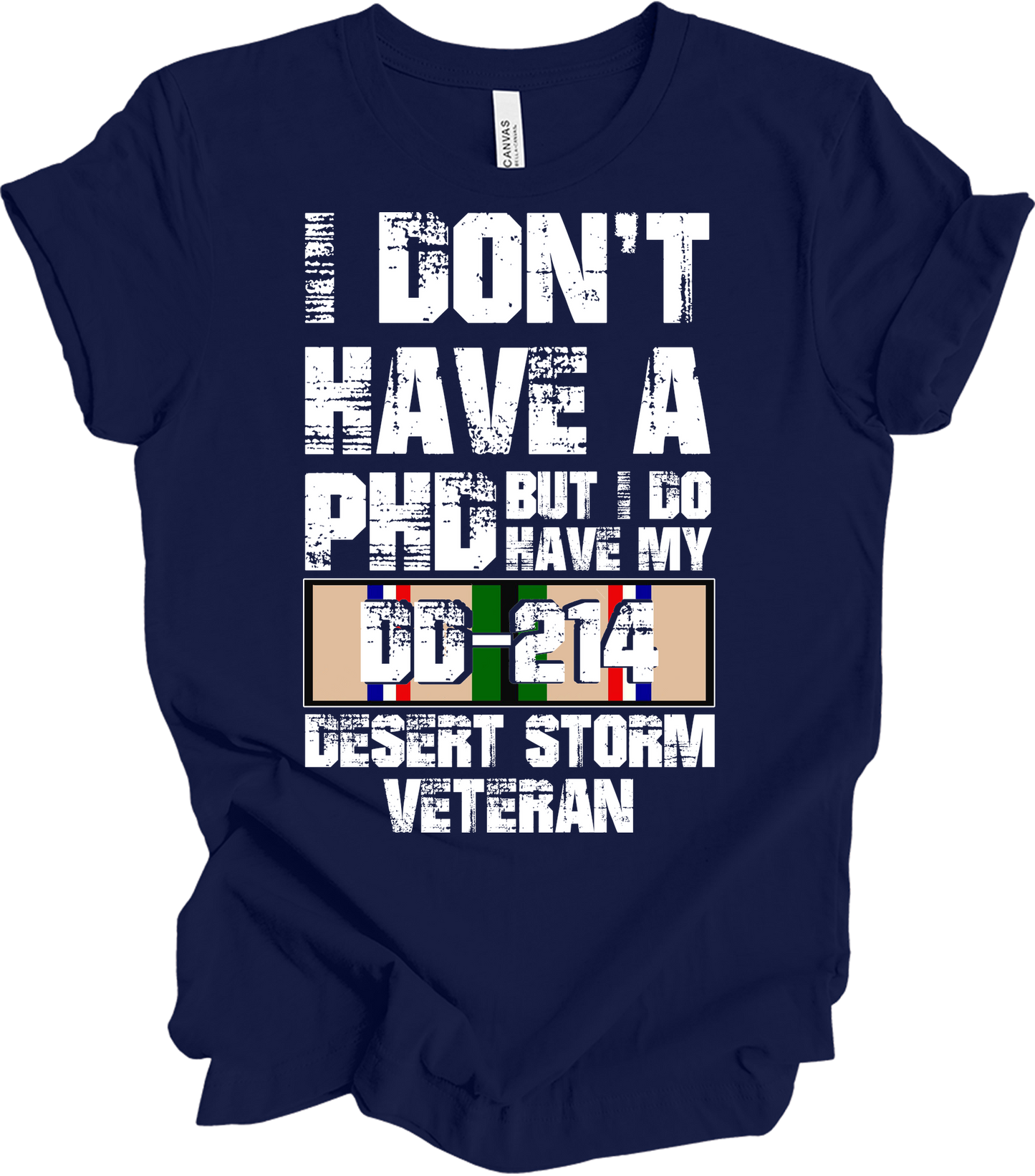 PhD DD214 Veteran T-Shirt in Navy