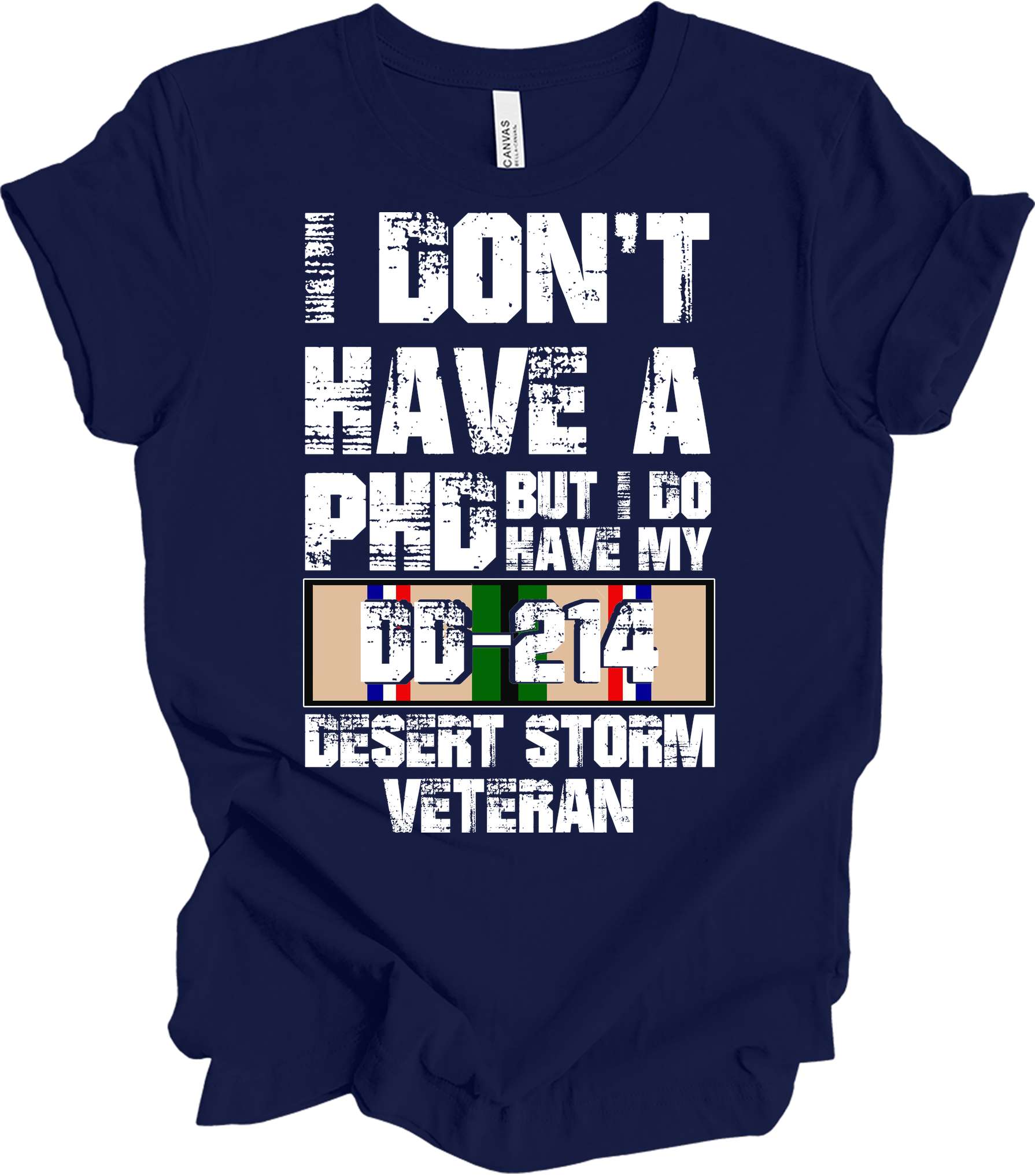 PhD DD214 Veteran T-Shirt in Navy