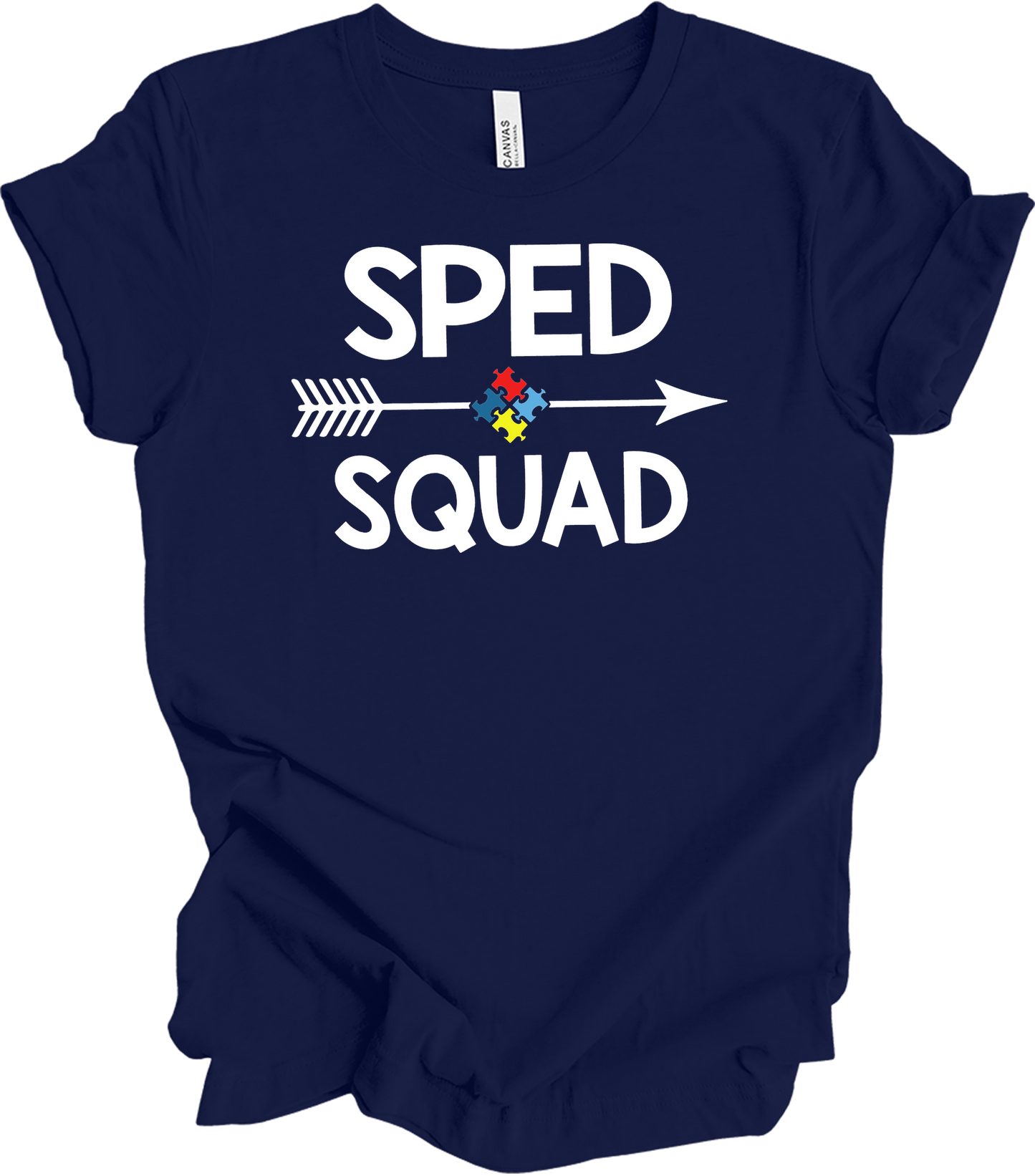 Education Teacher Sped Squad Special Education Autism Awareness T-Shirt in Navy
