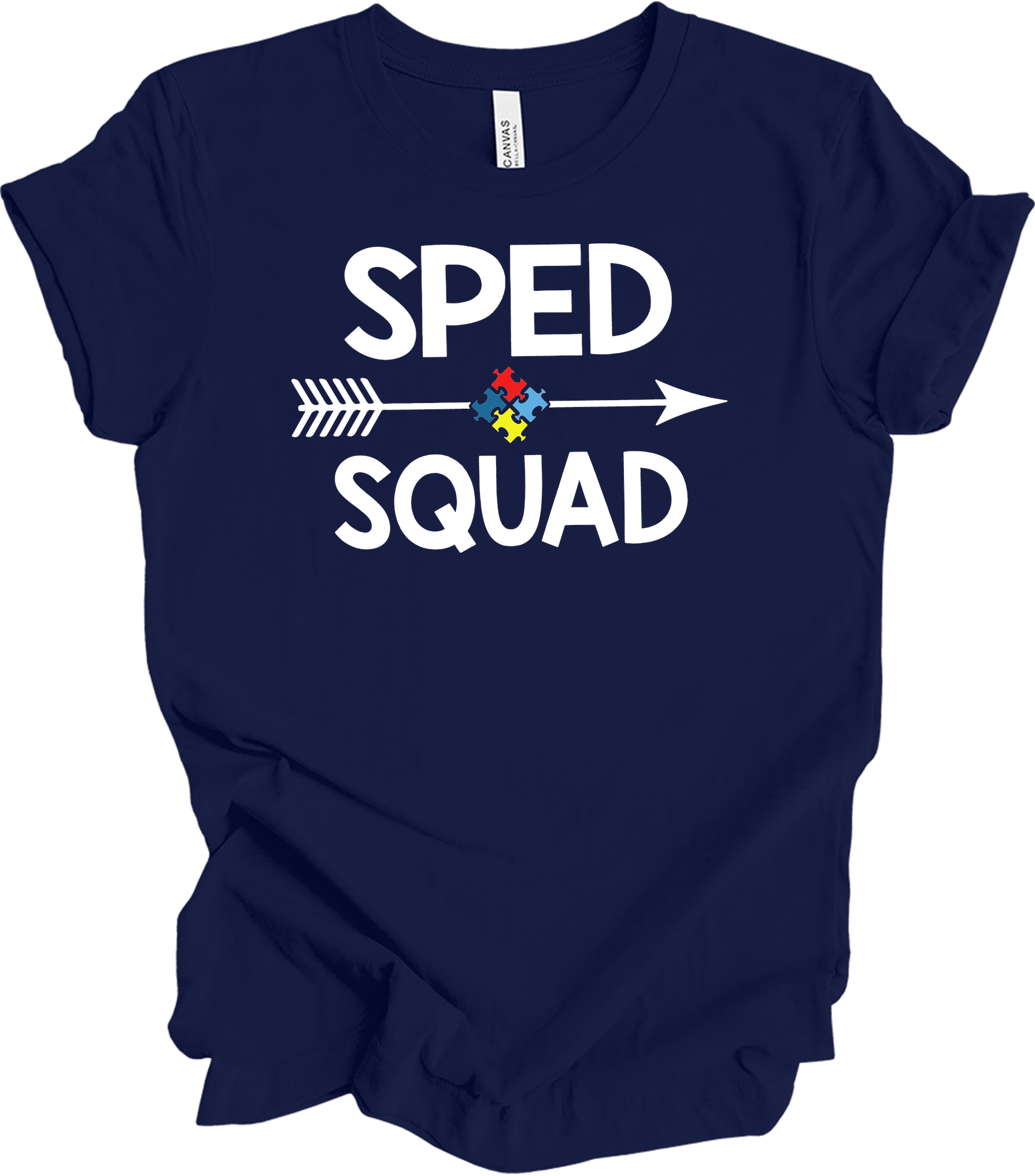 Education Teacher Sped Squad Special Education Autism Awareness T-Shirt in Navy
