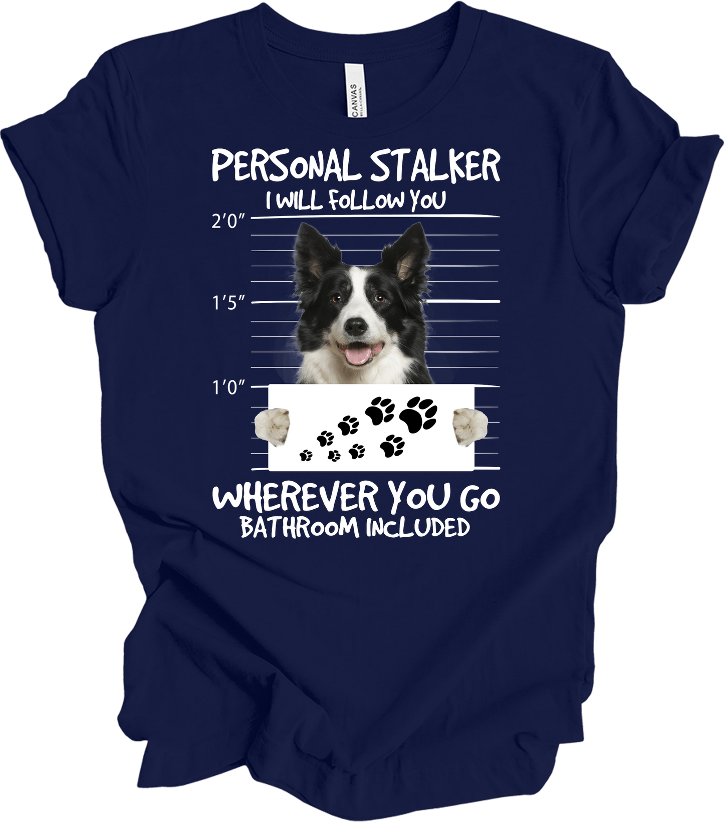 Border Collie Peeking Dog - Funny Collie Lover Gift T-Shirt in Navy