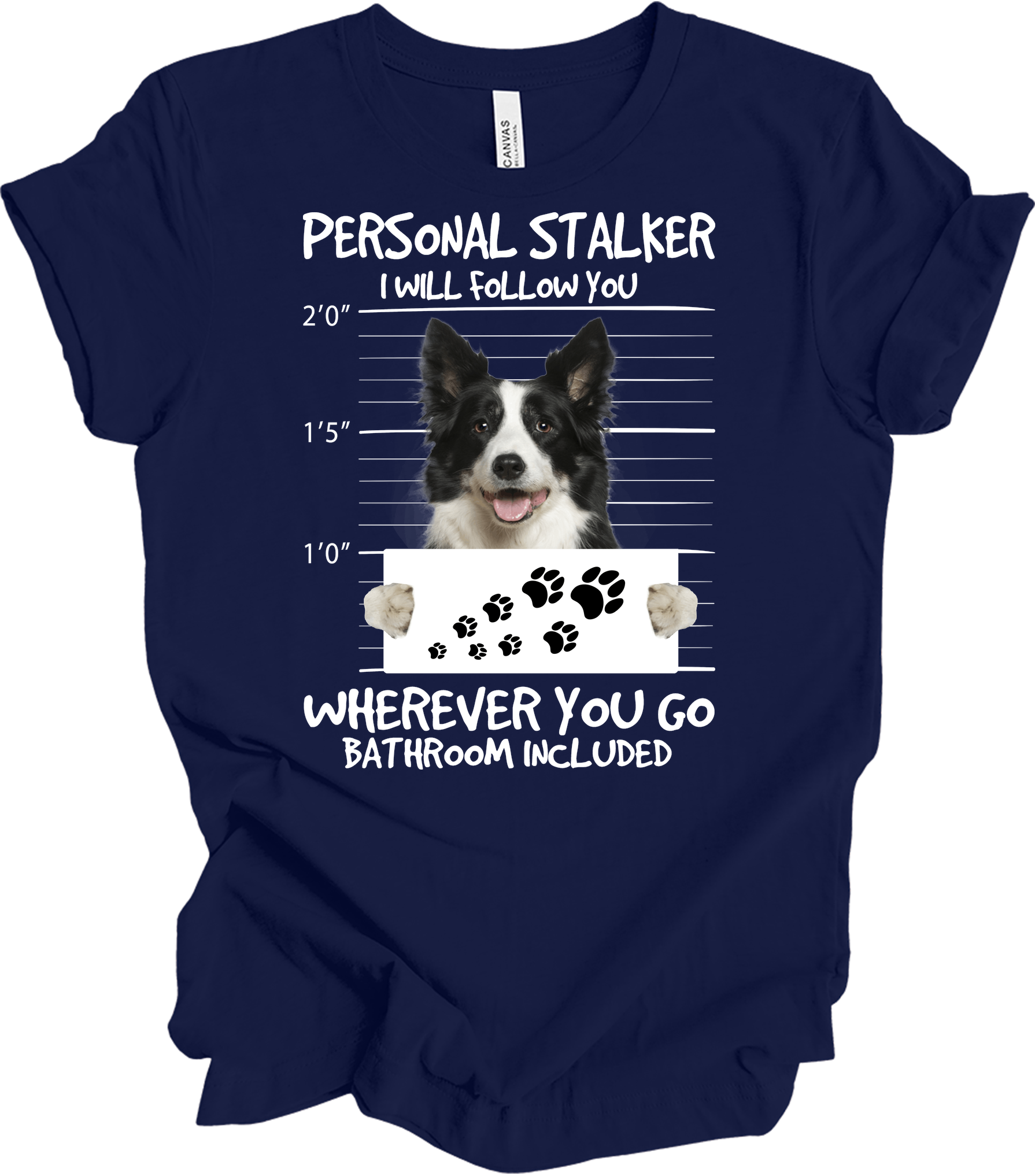 Border Collie Peeking Dog - Funny Collie Lover Gift T-Shirt in Navy