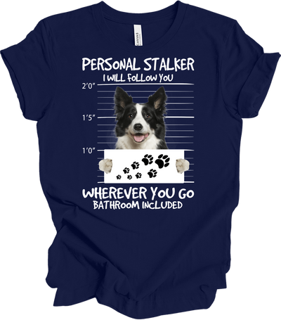 Border Collie Peeking Dog - Funny Collie Lover Gift T-Shirt in Navy