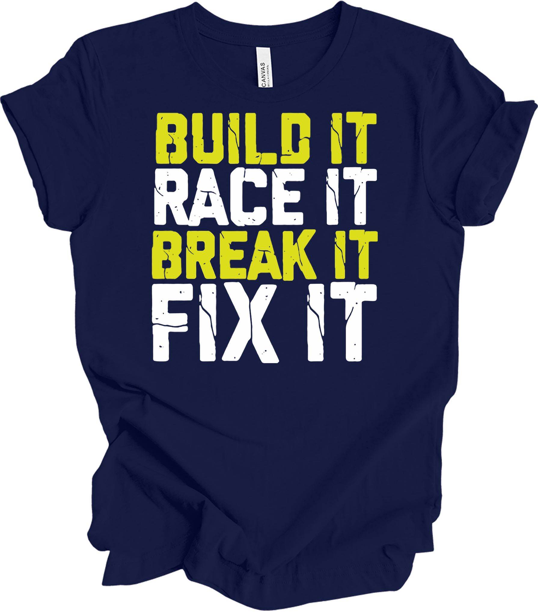 Build Race Break Fix - Funny RC Car & Mechanic T-Shirt in Navy