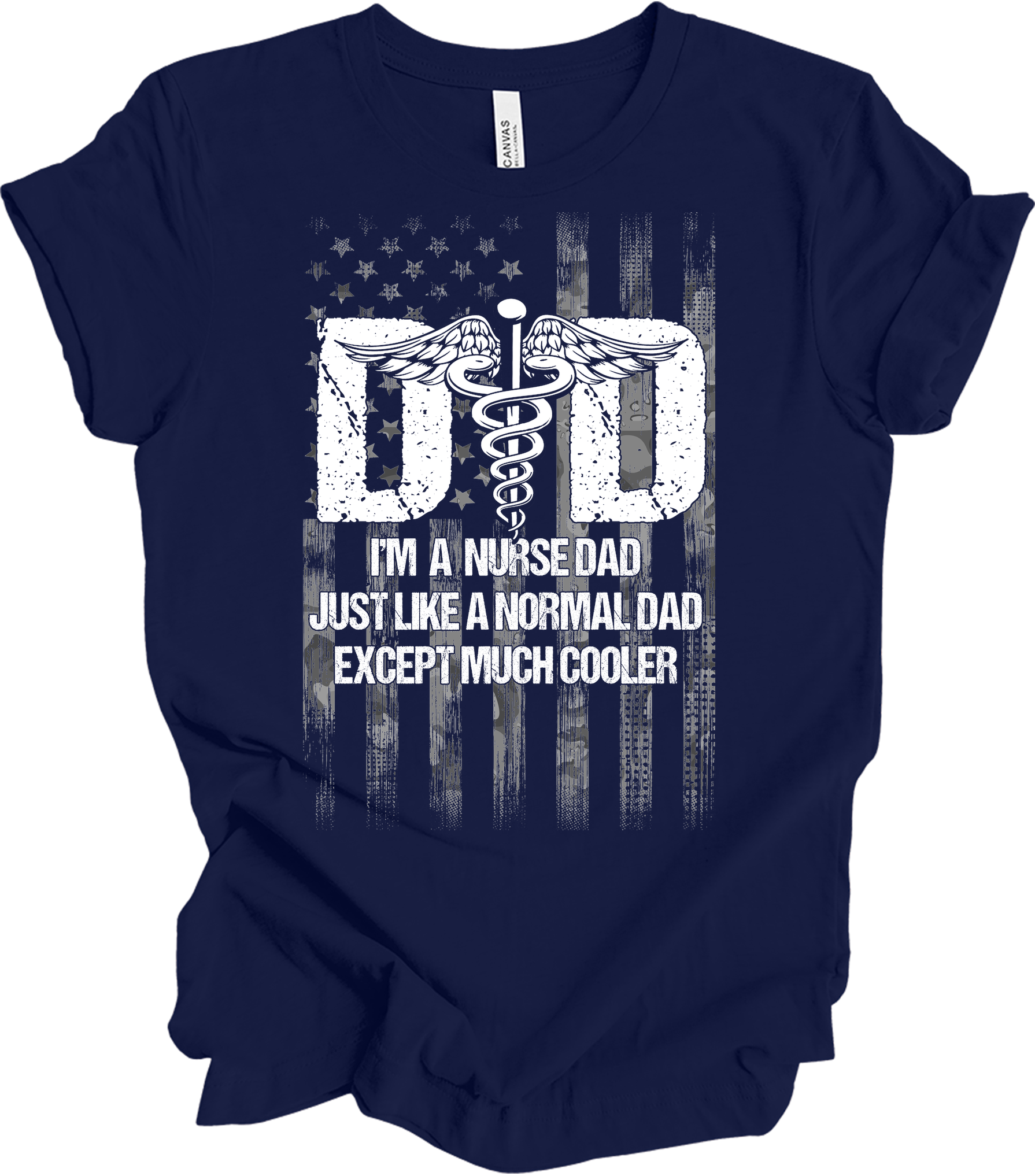 American Flag Registered Nurse RN Patriotic USA Flag T-Shirt in Navy