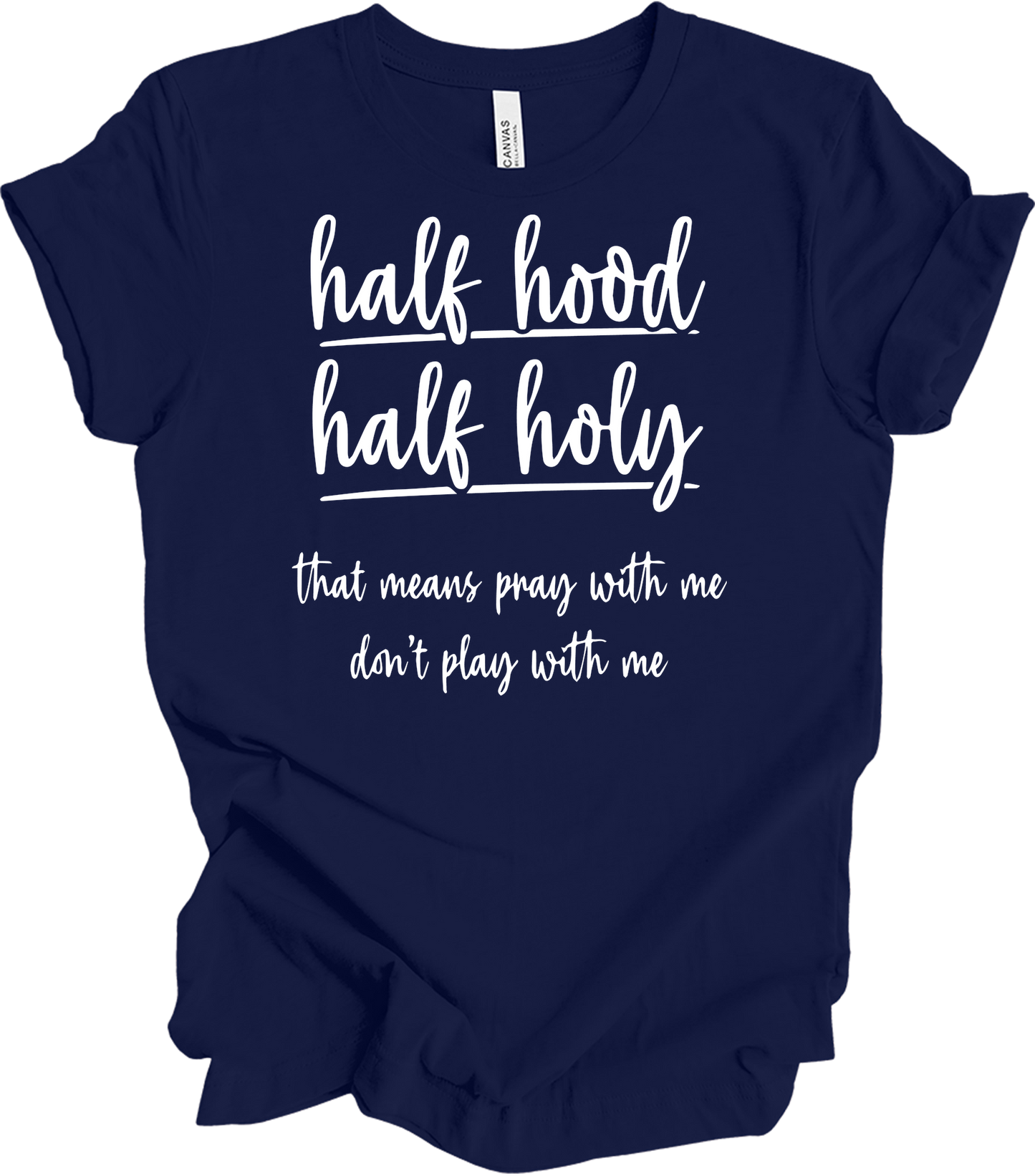 Half Hood Half Holy T-Shirt in Navy