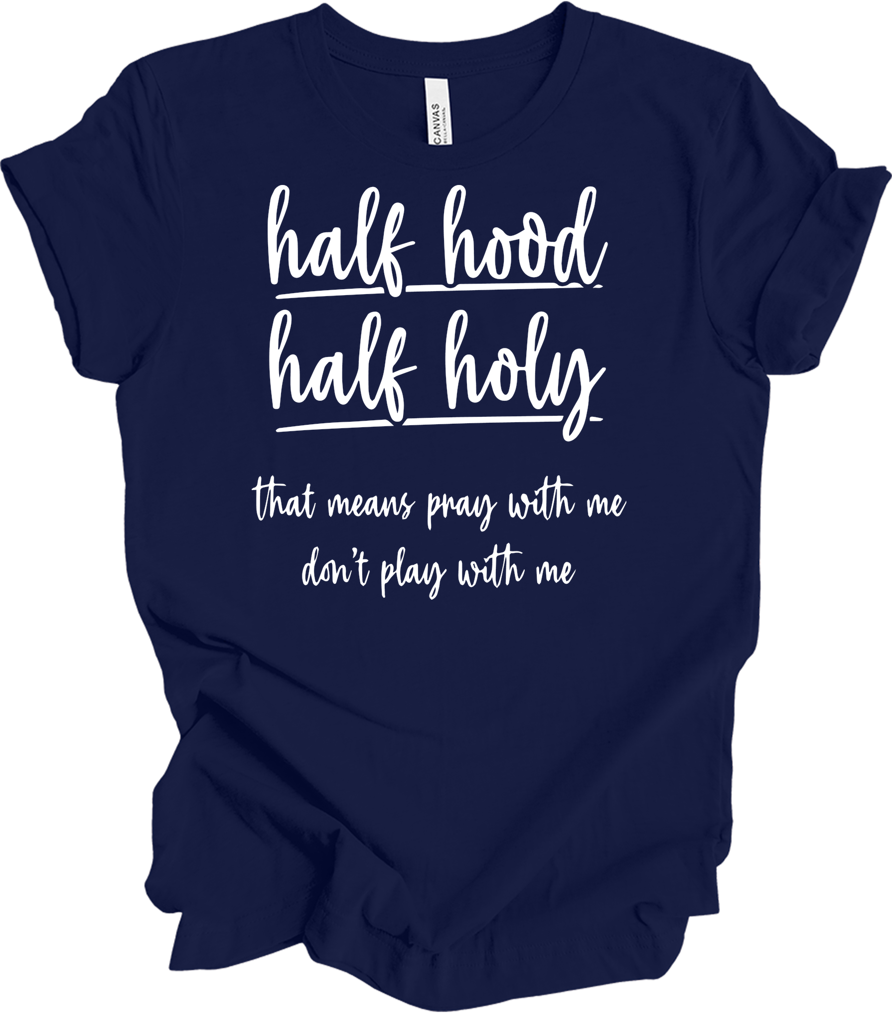 Half Hood Half Holy T-Shirt in Navy