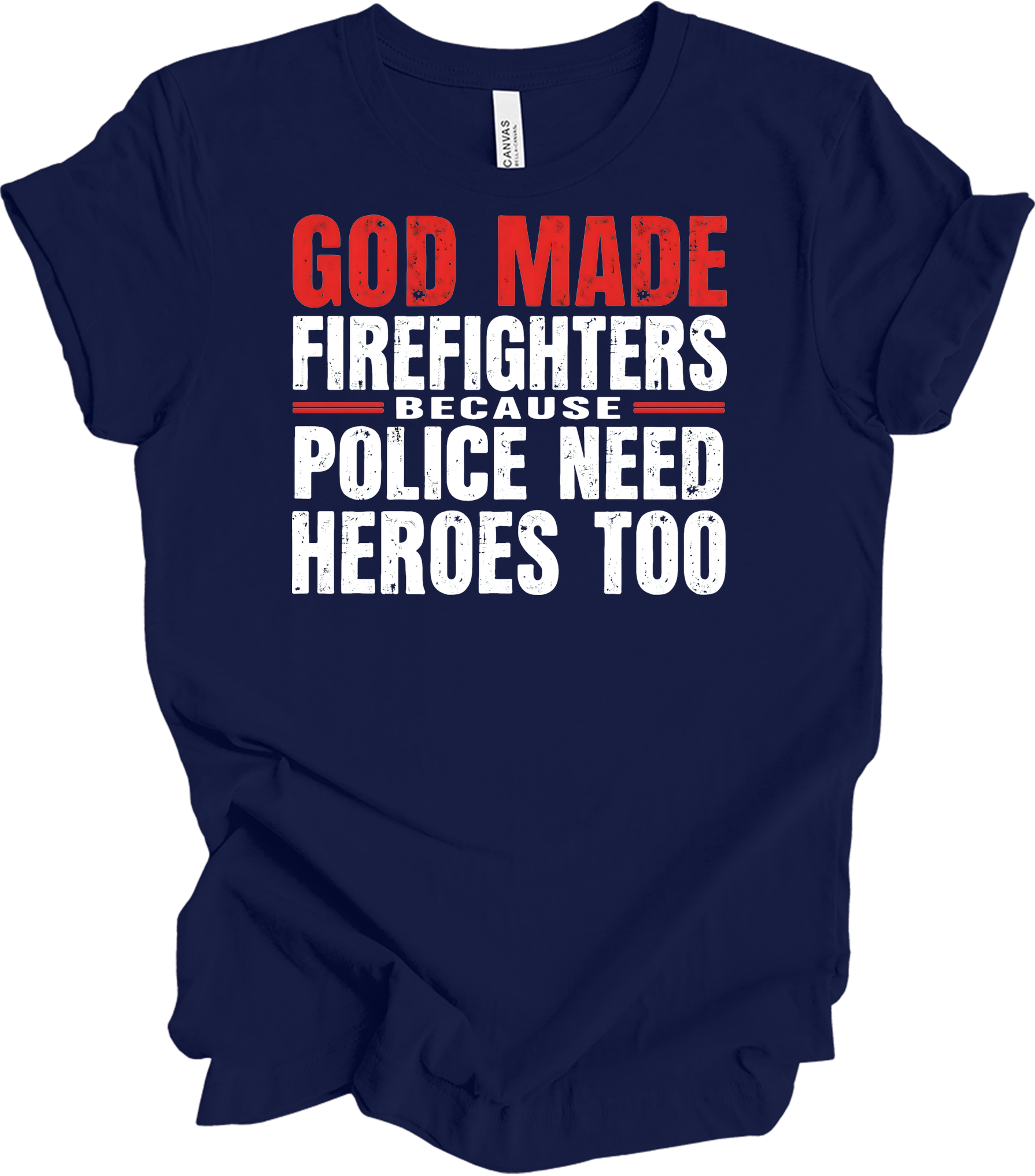 Firefighters Police Heroes T-Shirt in Navy