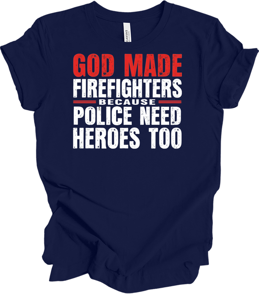 Firefighters Police Heroes T-Shirt in Navy