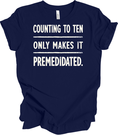 Counting to Ten Funny T-Shirt in Navy
