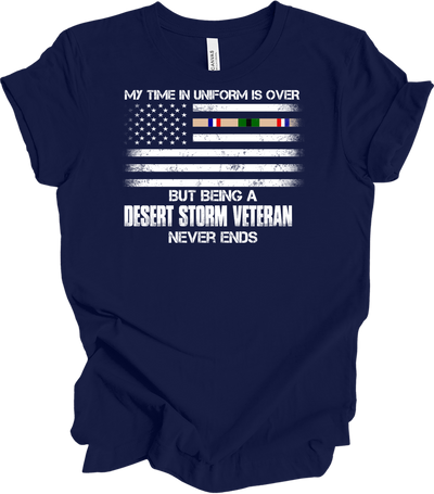 Desert Storm Veteran Gulf War Ribbon T-Shirt in Navy