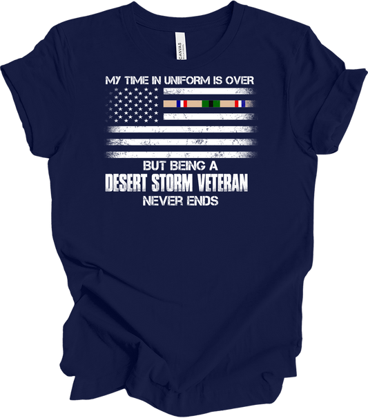 Desert Storm Veteran Gulf War Ribbon T-Shirt in Navy