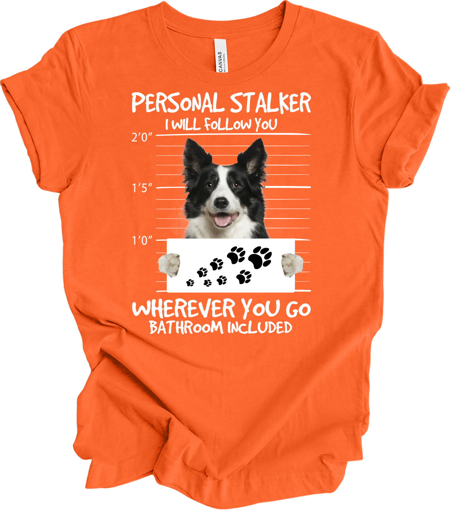 Border Collie Peeking Dog - Funny Collie Lover Gift T-Shirt in Orange