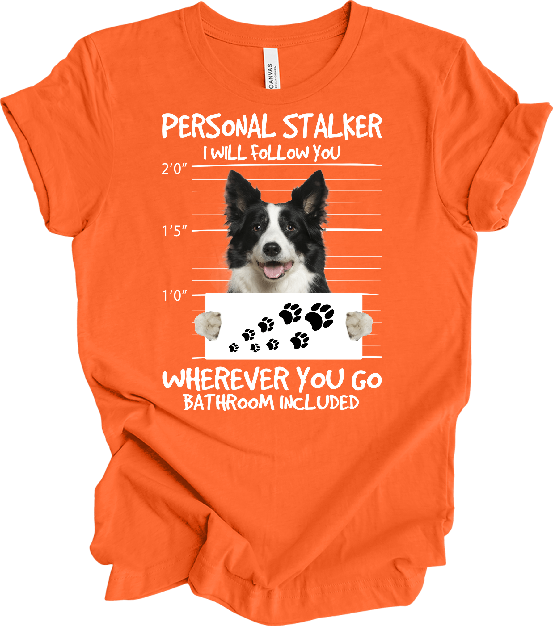 Border Collie Peeking Dog - Funny Collie Lover Gift T-Shirt in Orange