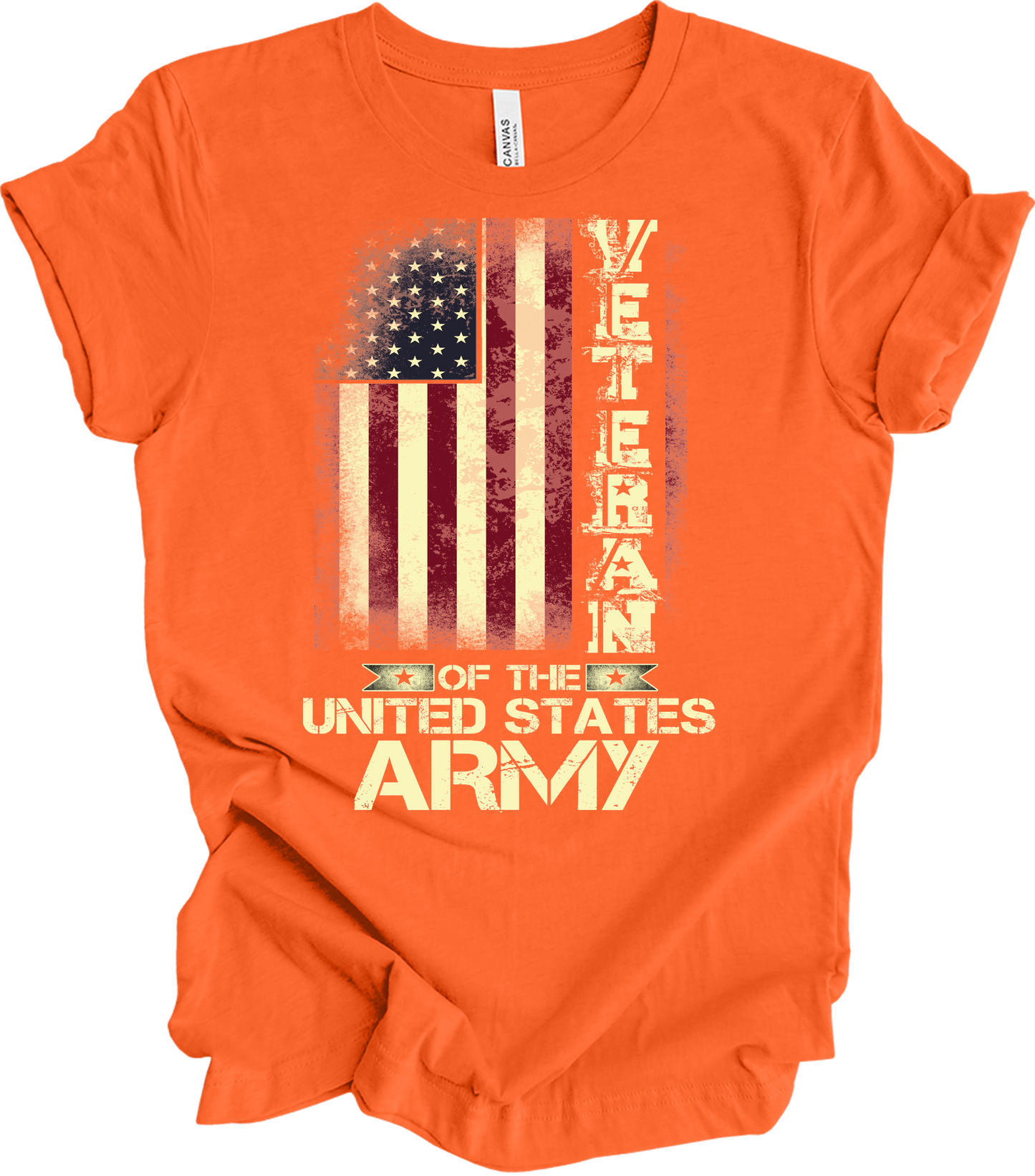 US Army Veteran Flag T-Shirt in Orange