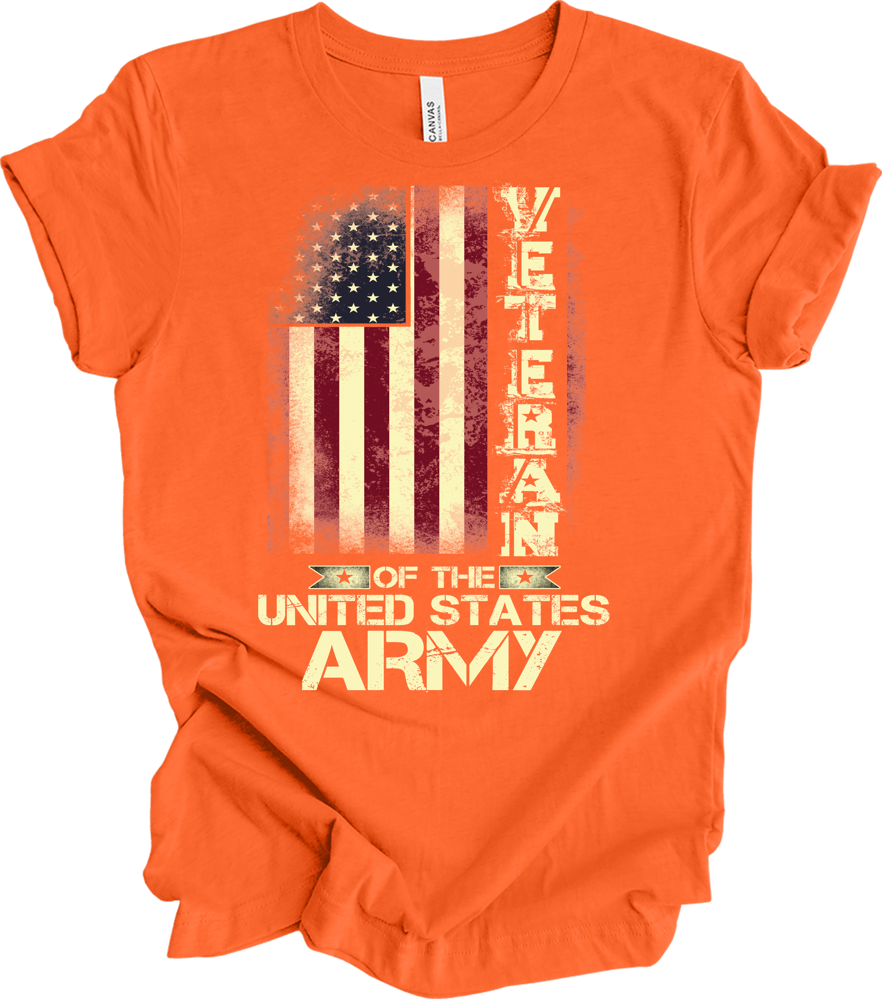 US Army Veteran Flag T-Shirt in Orange
