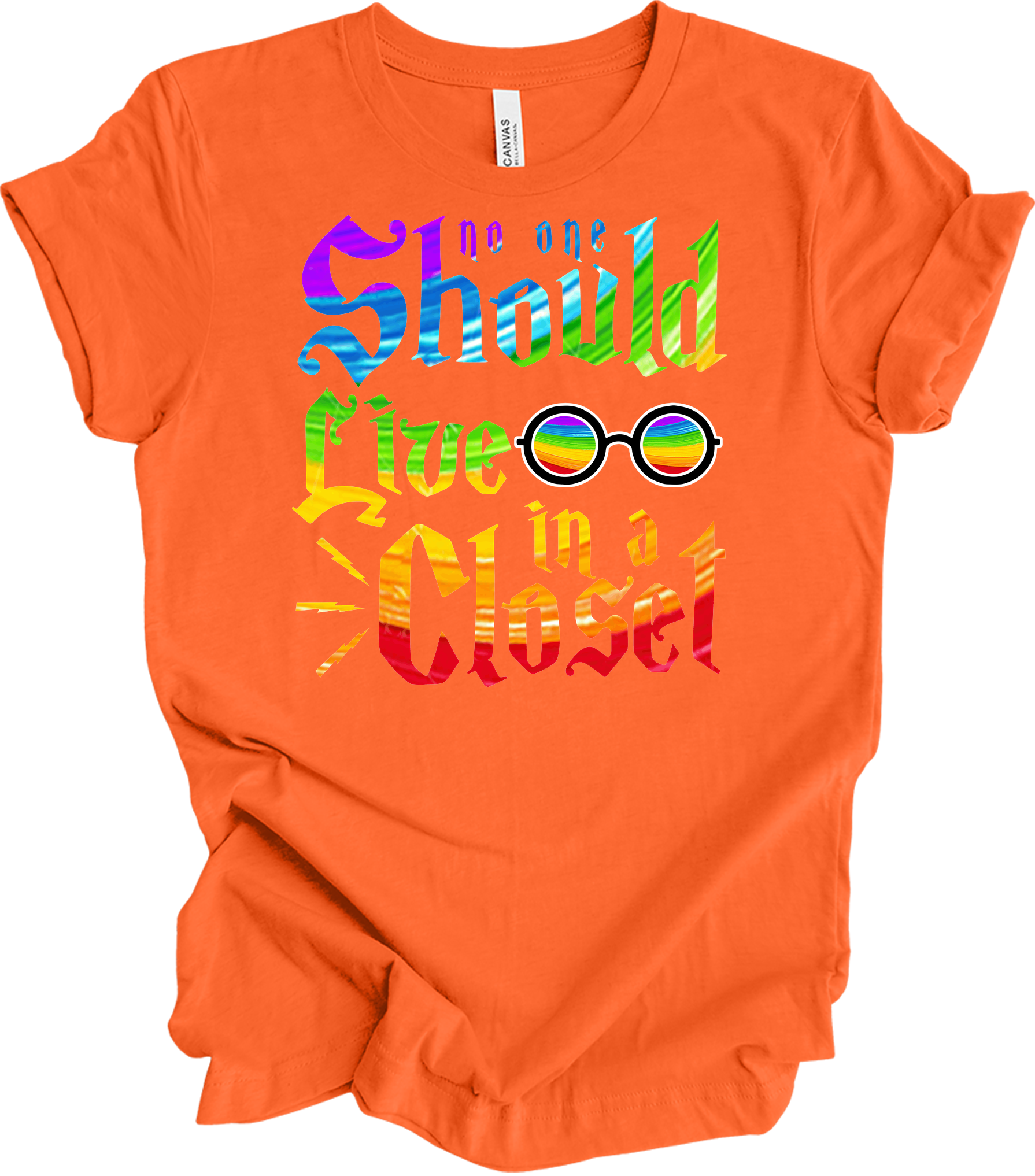 Live in a Closet Pride T-Shirt in Orange