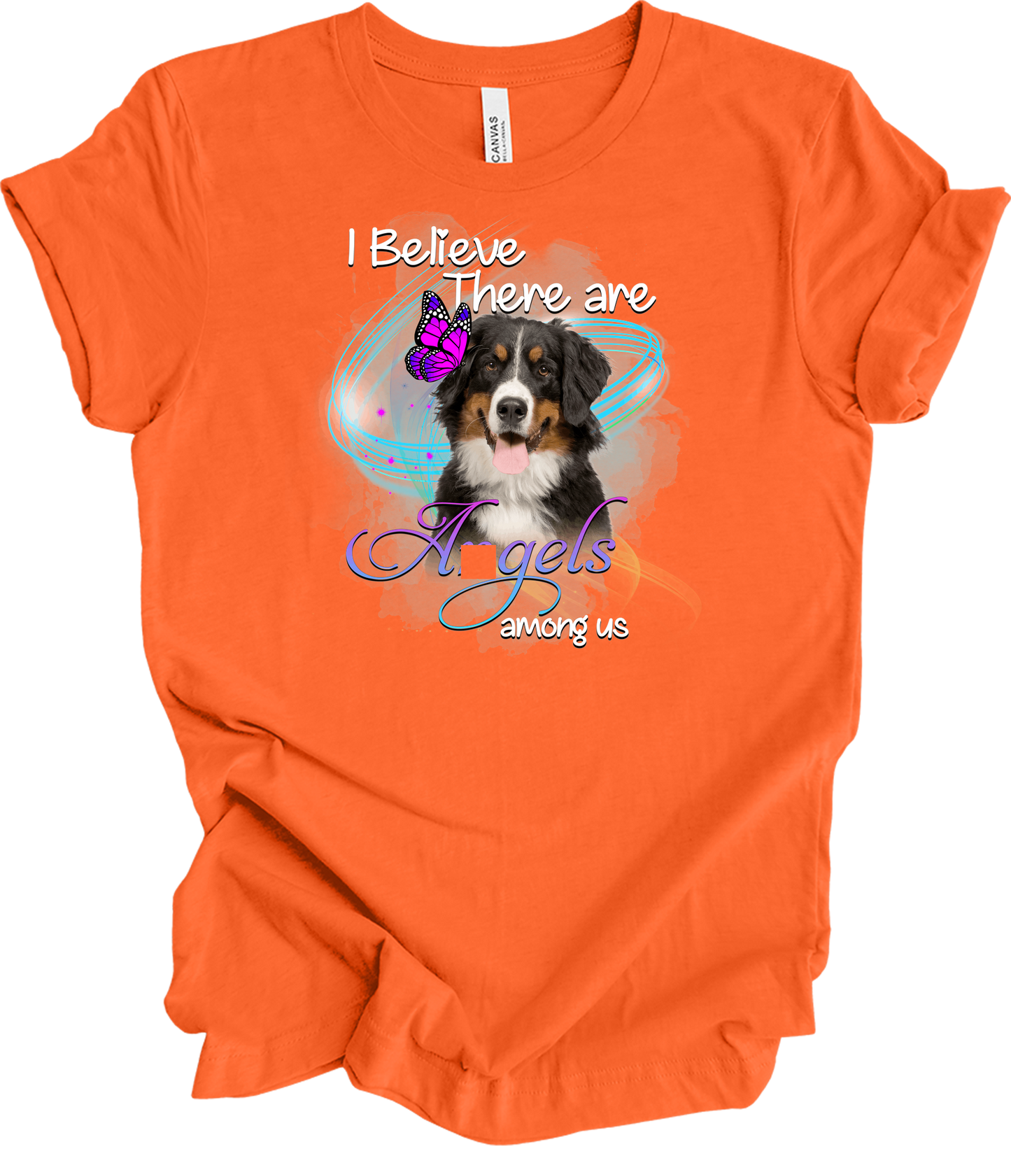 Bernese Mountain Dog Angel Among Us T-Shirt in Orange