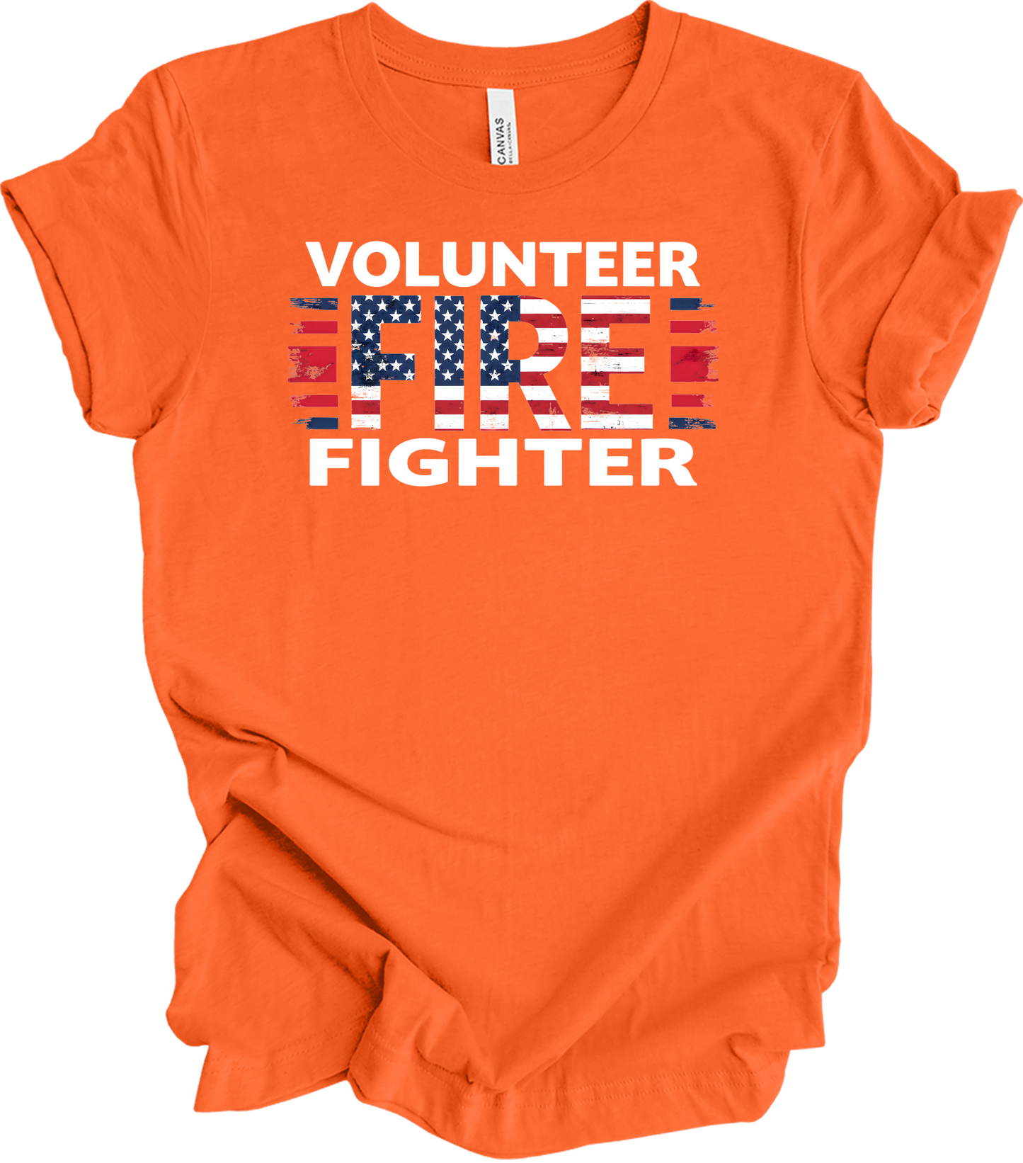 Volunr Firefighter USA Flag T-Shirt in Orange