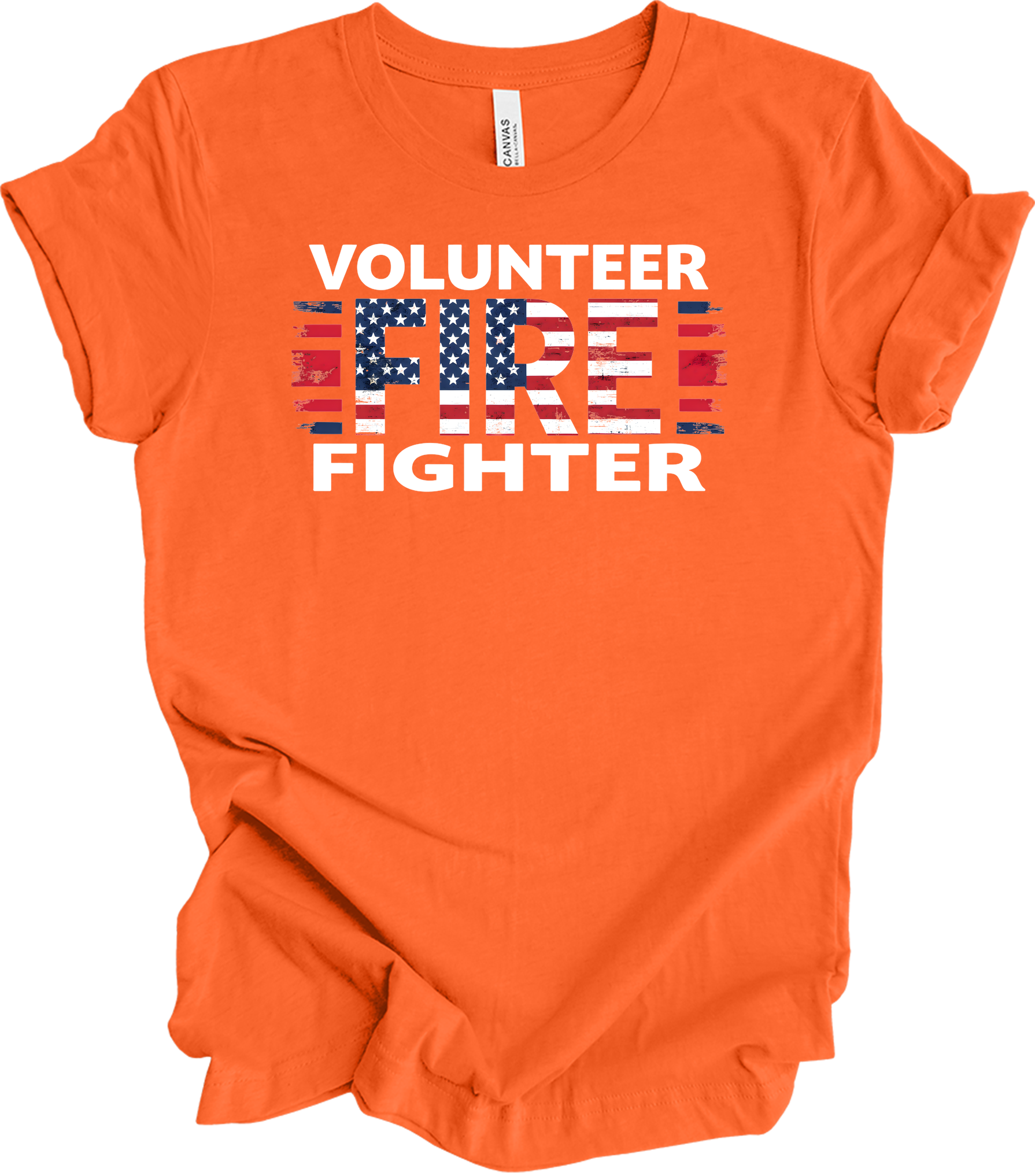Volunr Firefighter USA Flag T-Shirt in Orange