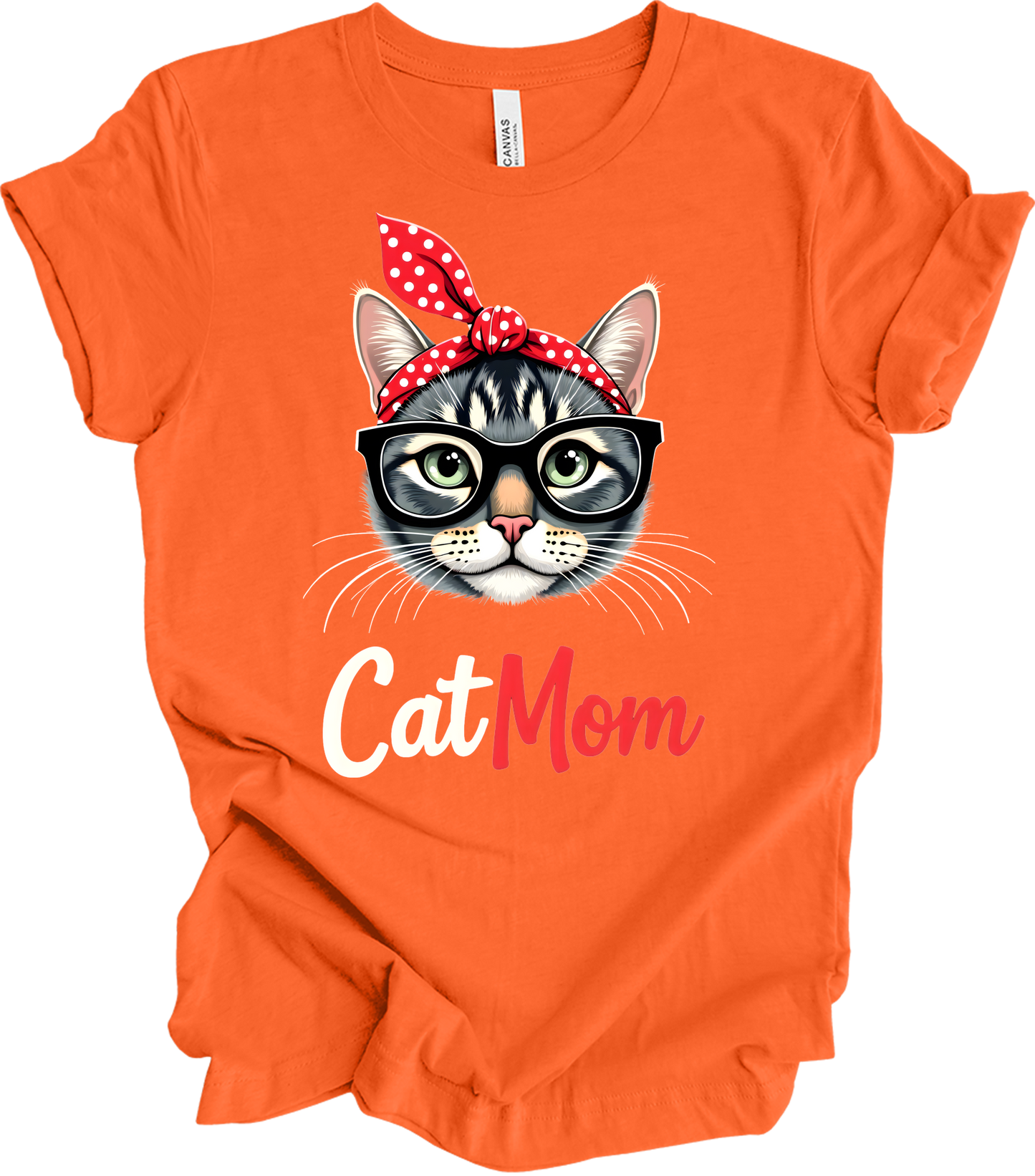 Cute Cat Mom - Fun & Stylish T-Shirt in Orange