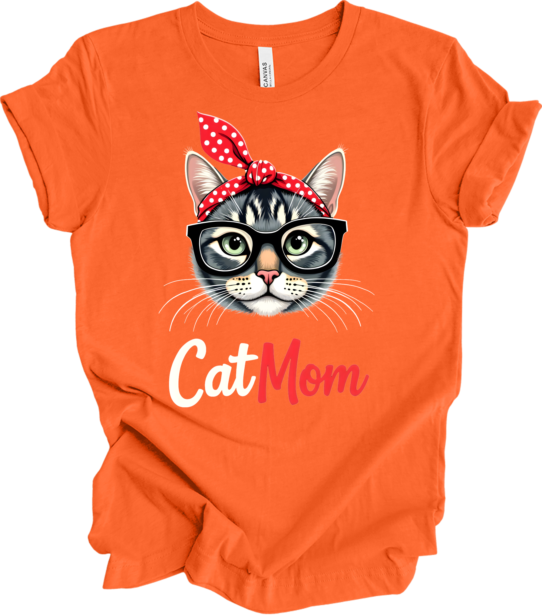 Cute Cat Mom - Fun & Stylish T-Shirt in Orange