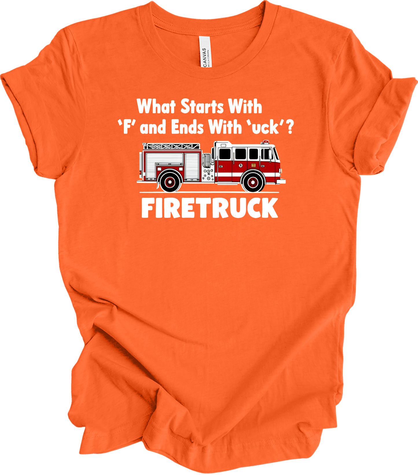 Funny Fire Truck T-Shirt in Orange