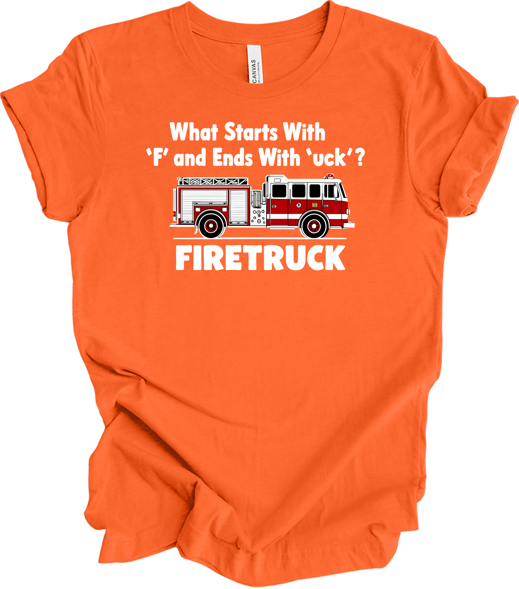 Funny Fire Truck T-Shirt in Orange